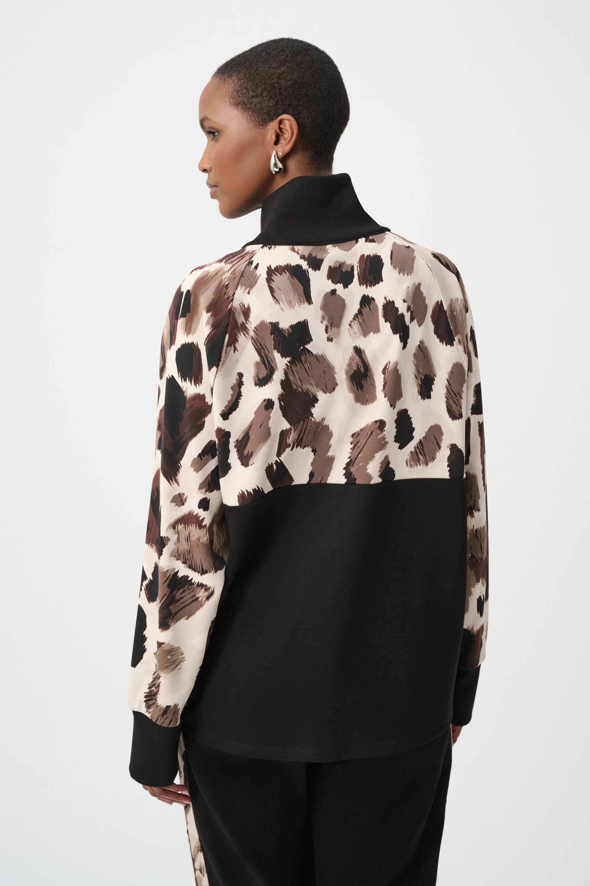 Silky Knit And Scuba Jersey Animal Print Boxy Top (263609)