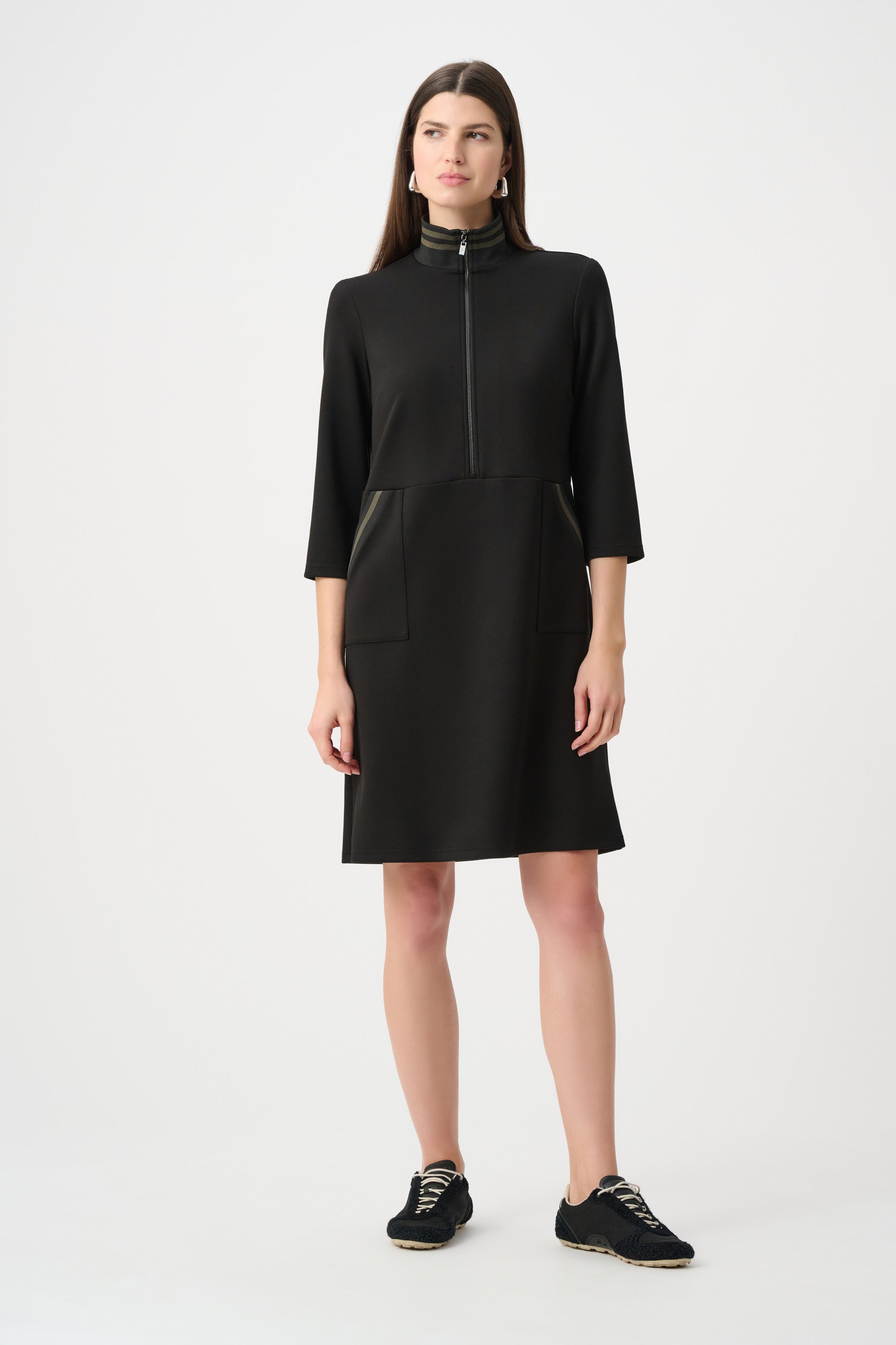 Scuba Jersey Funnel-Neck Straight Dress (263615)