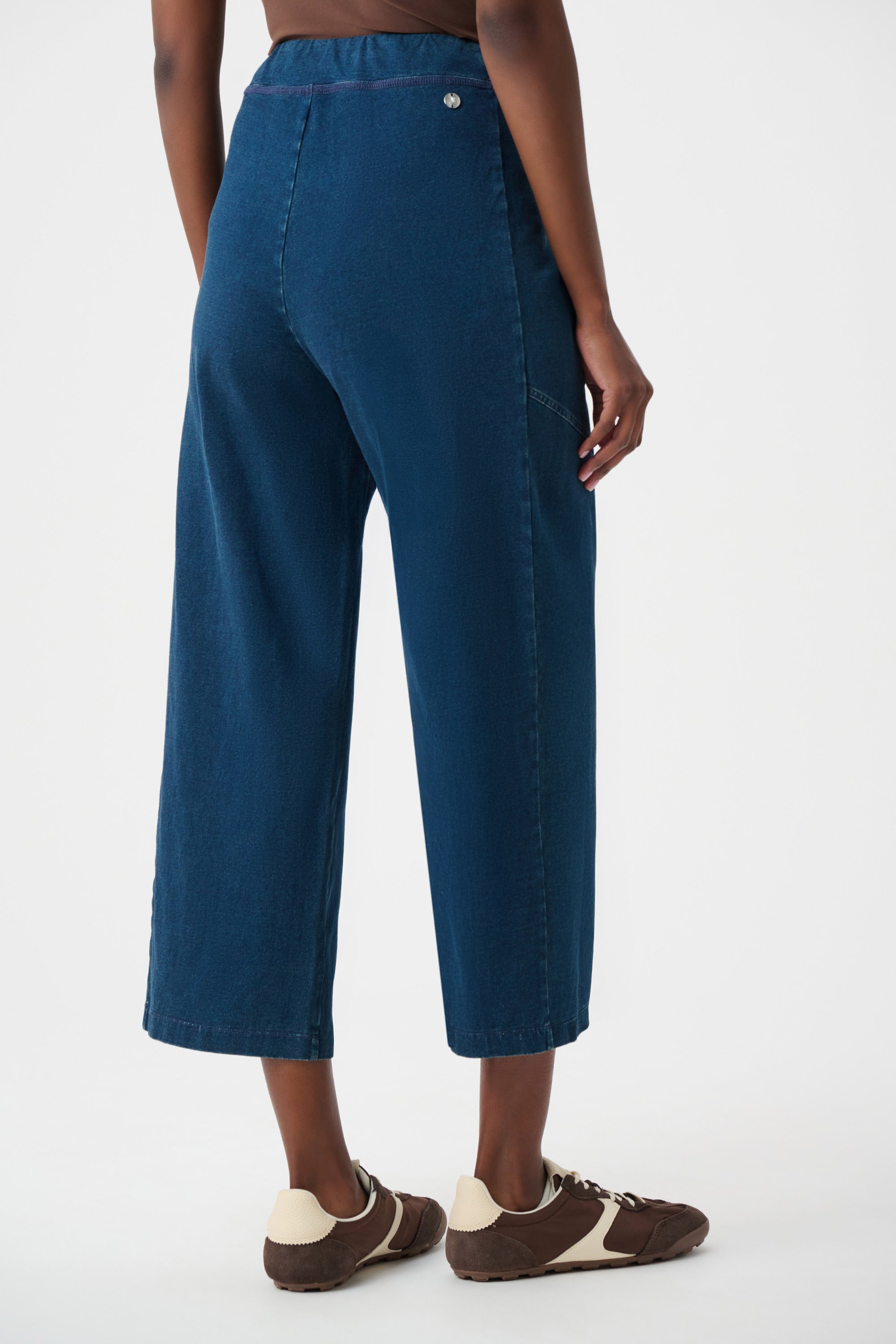 Knit Denim Culotte Pull-On Pants (263642)