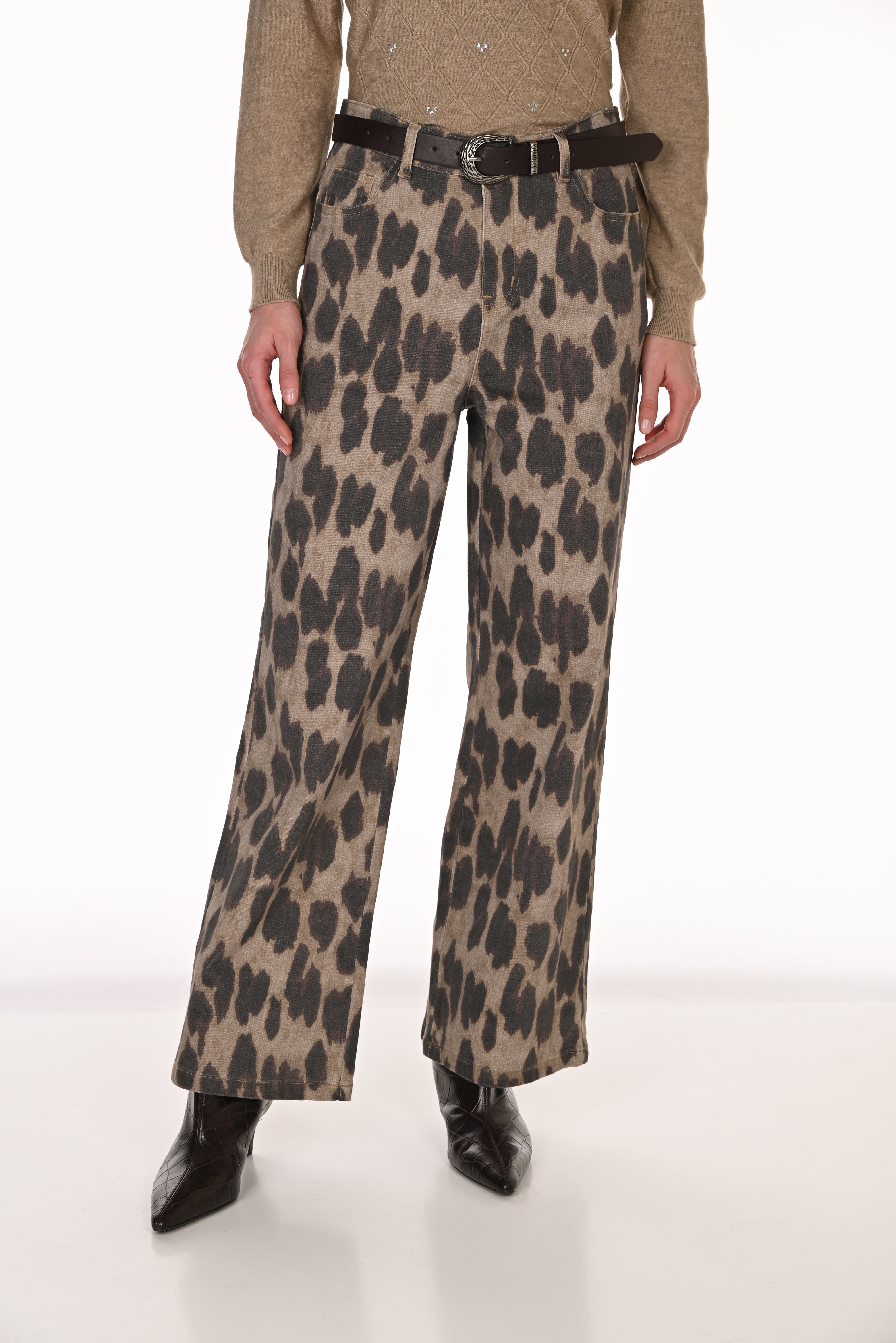 Leopard Print Demin Pants (263703)