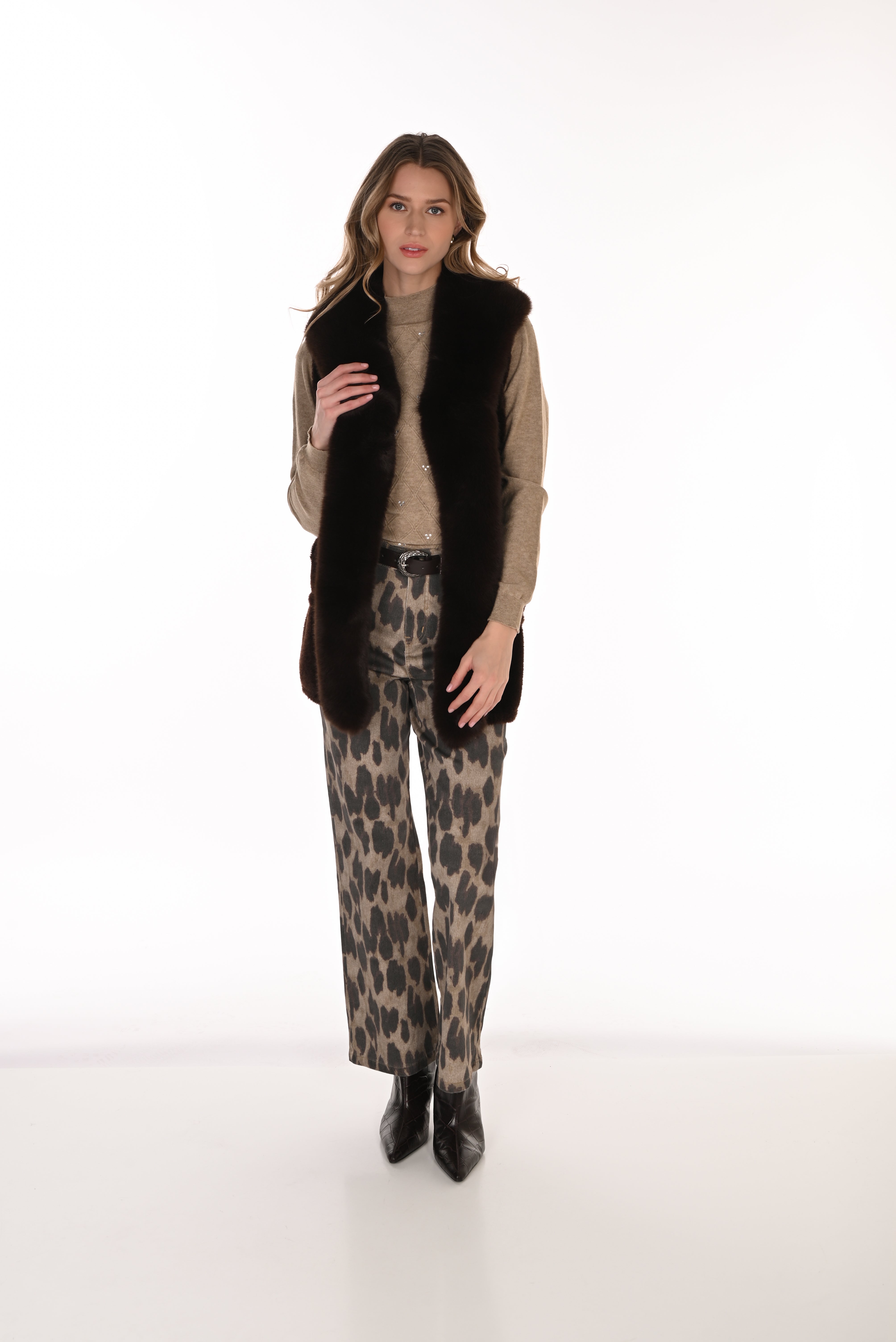 Leopard Print Demin Pants (263703)