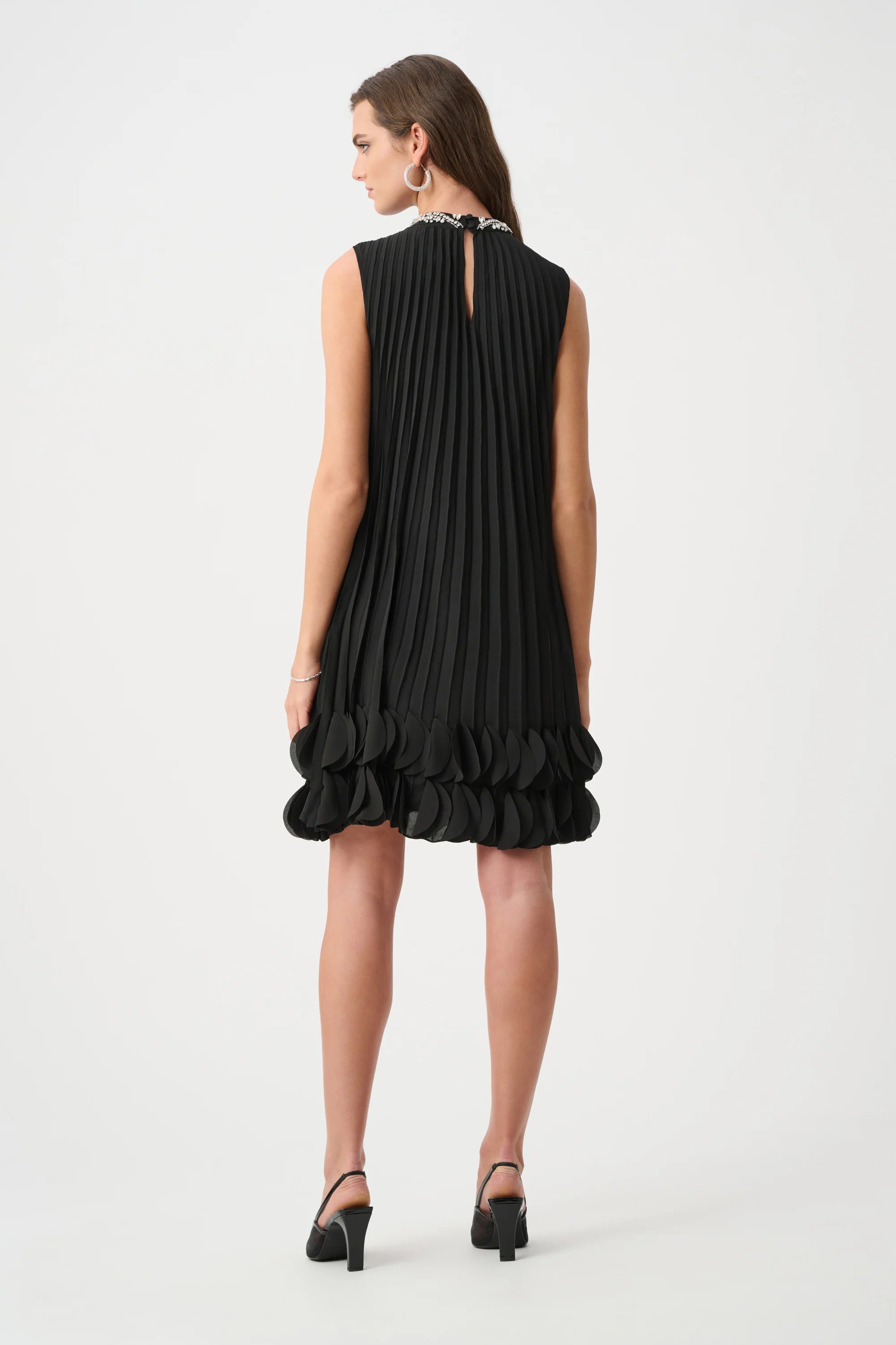 Pleated Georgette Embellished A-Line Dress (JR1162)
