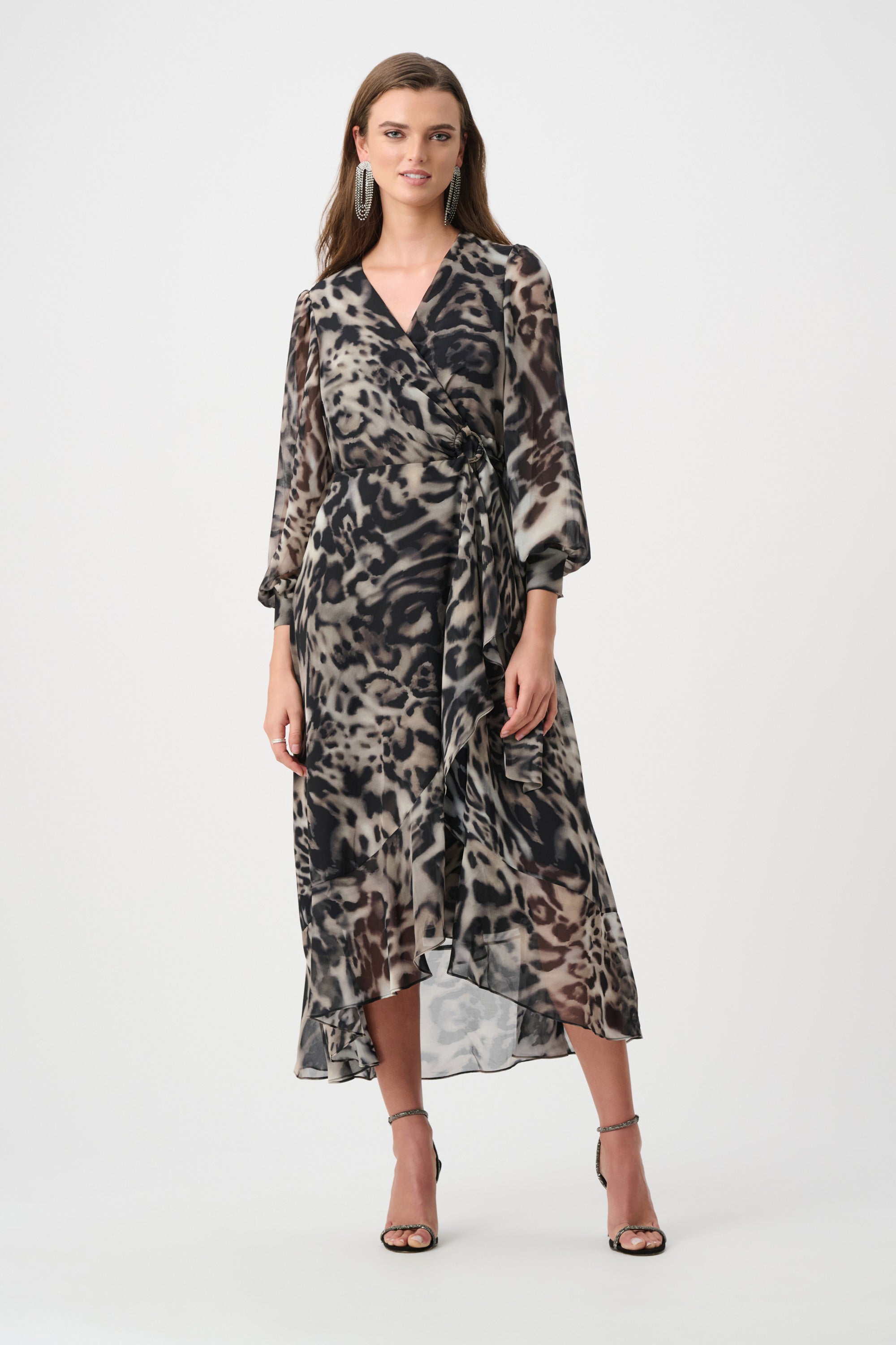 Chiffon Printed Fit and Flare Wrap Dress (263739)
