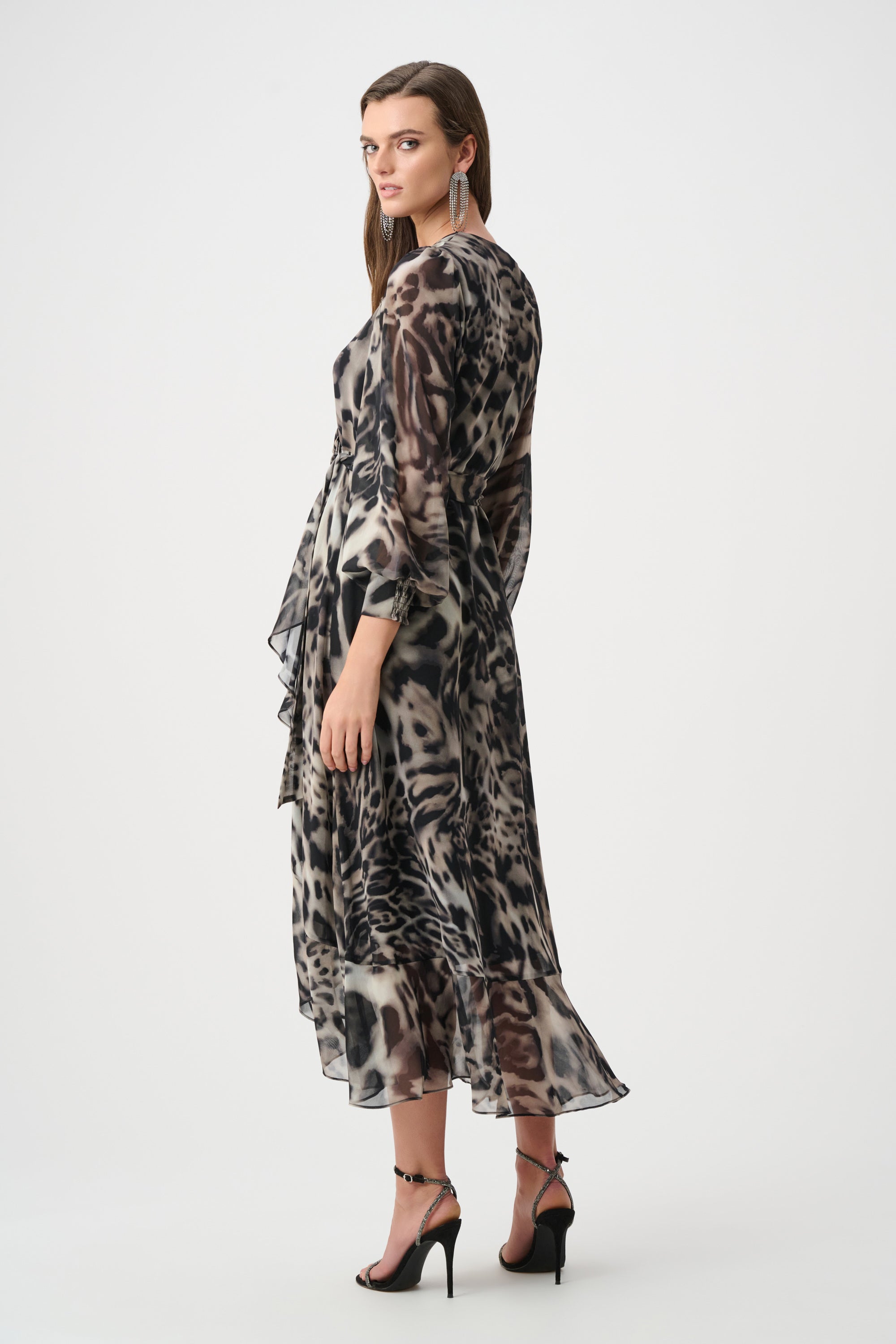 Chiffon Printed Fit and Flare Wrap Dress (263739)
