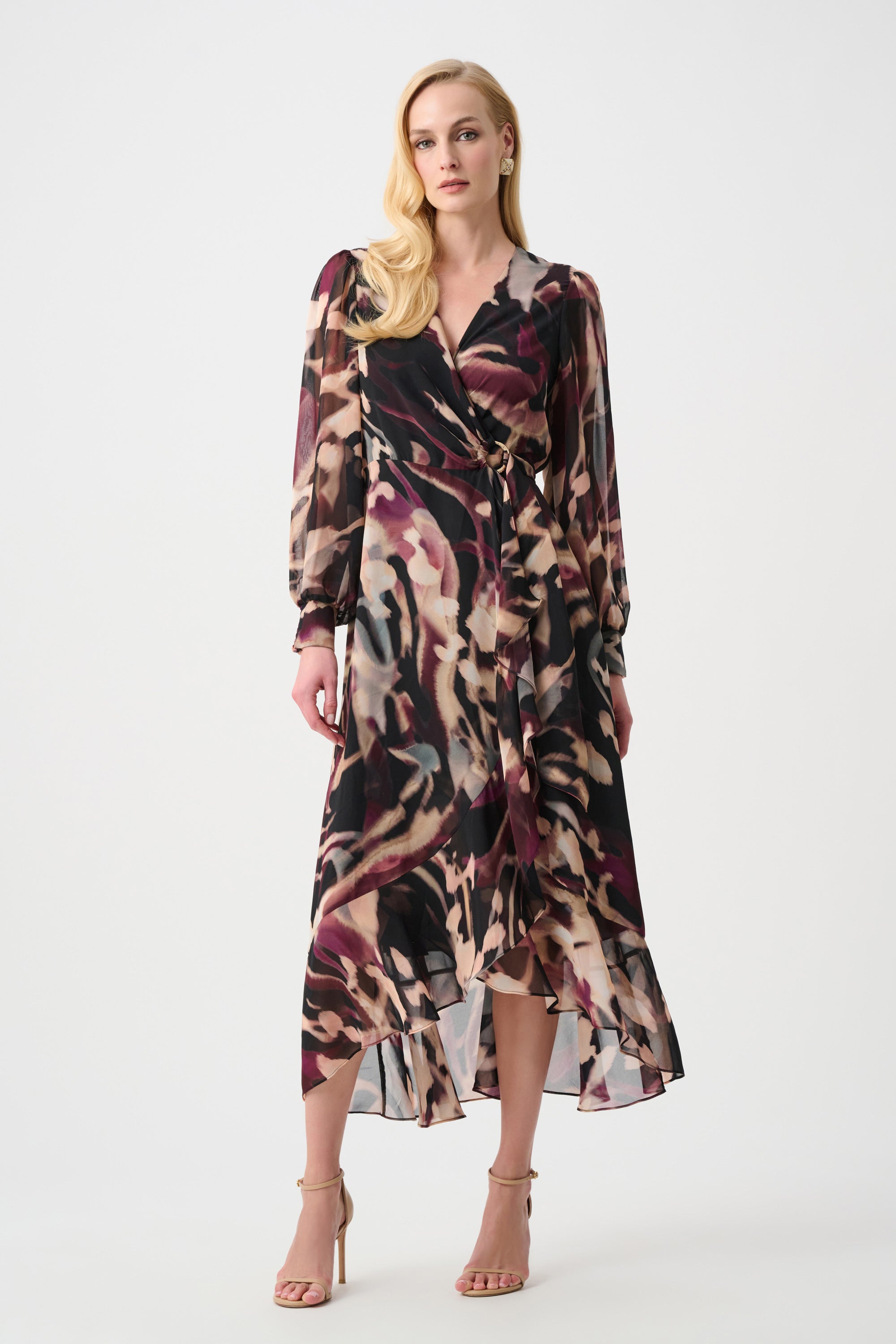 Chiffon Printed Fit and Flare Wrap Dress (263739)