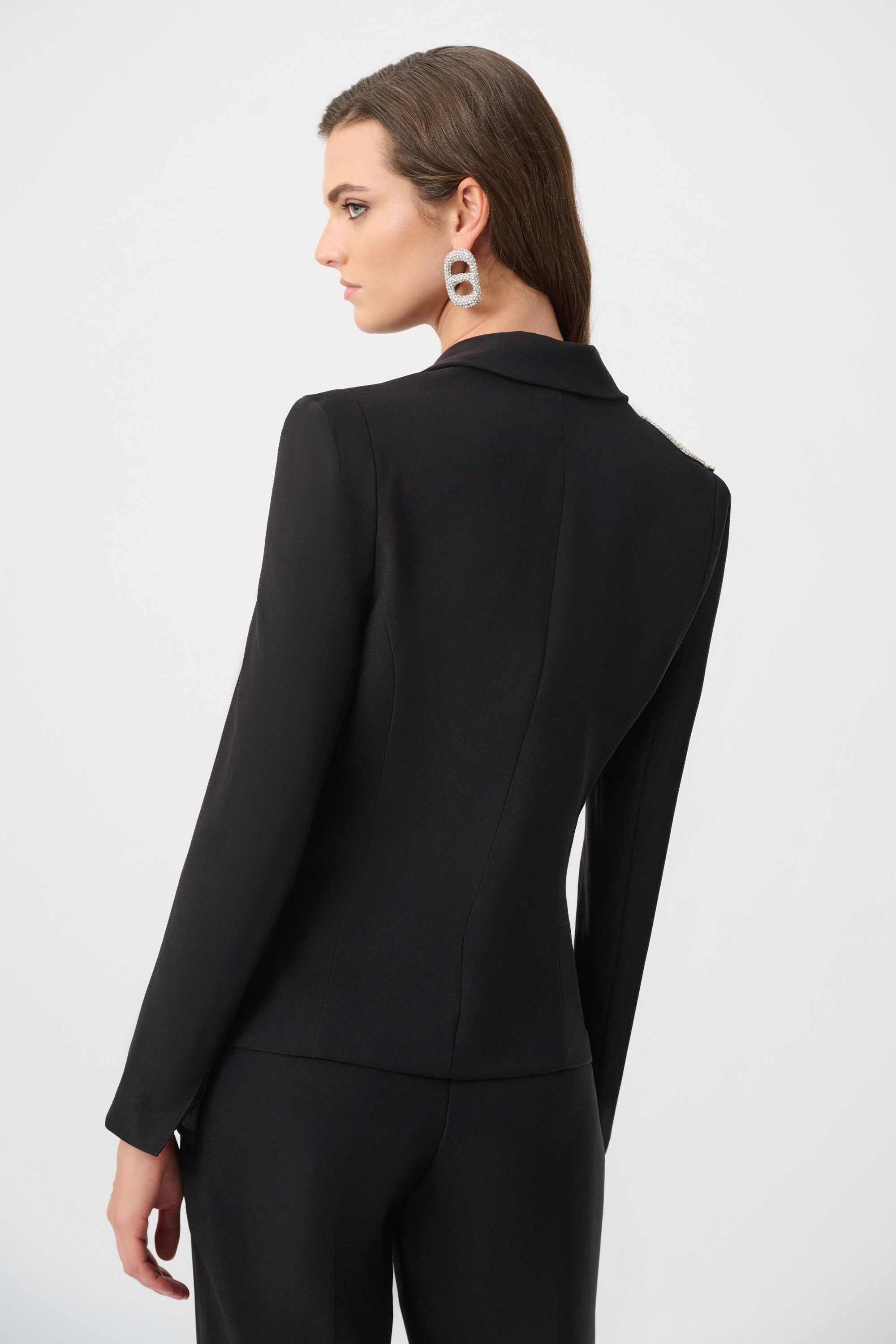 Lux Twill Fitted Blazer With Rhinestone Appliqué (263745)