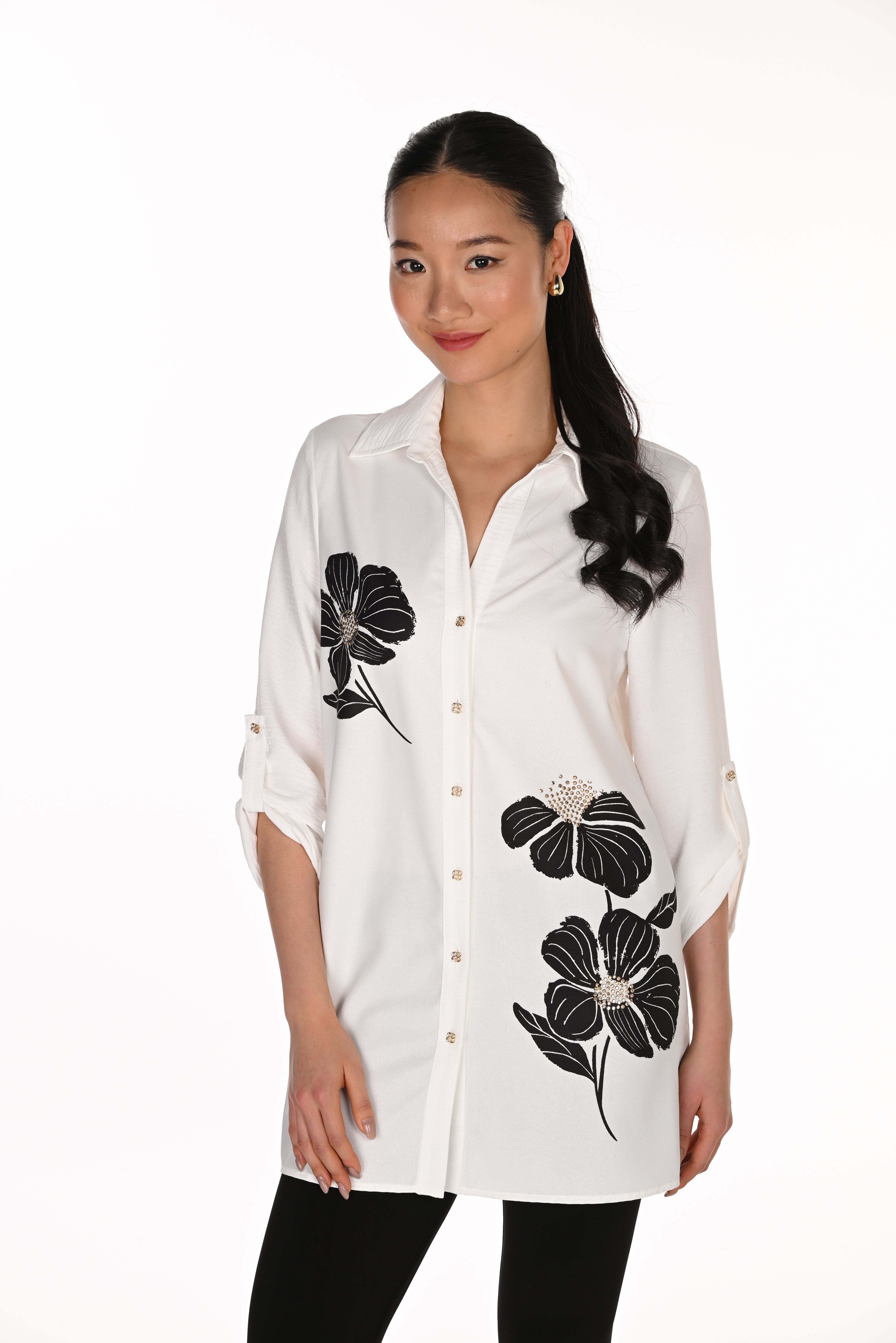 Floral Print Embellished Blouse (263747)