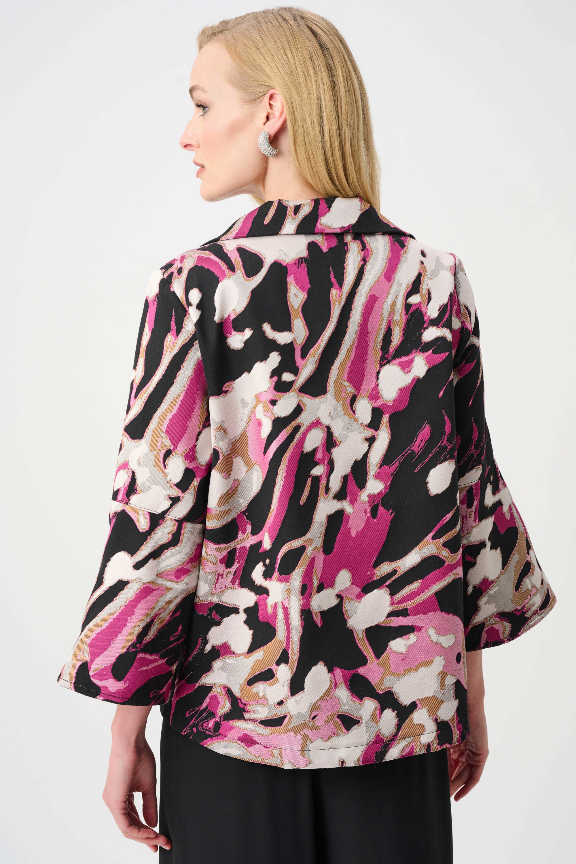 Jacquard Abstract Print Trapeze Jacket (JR1169)