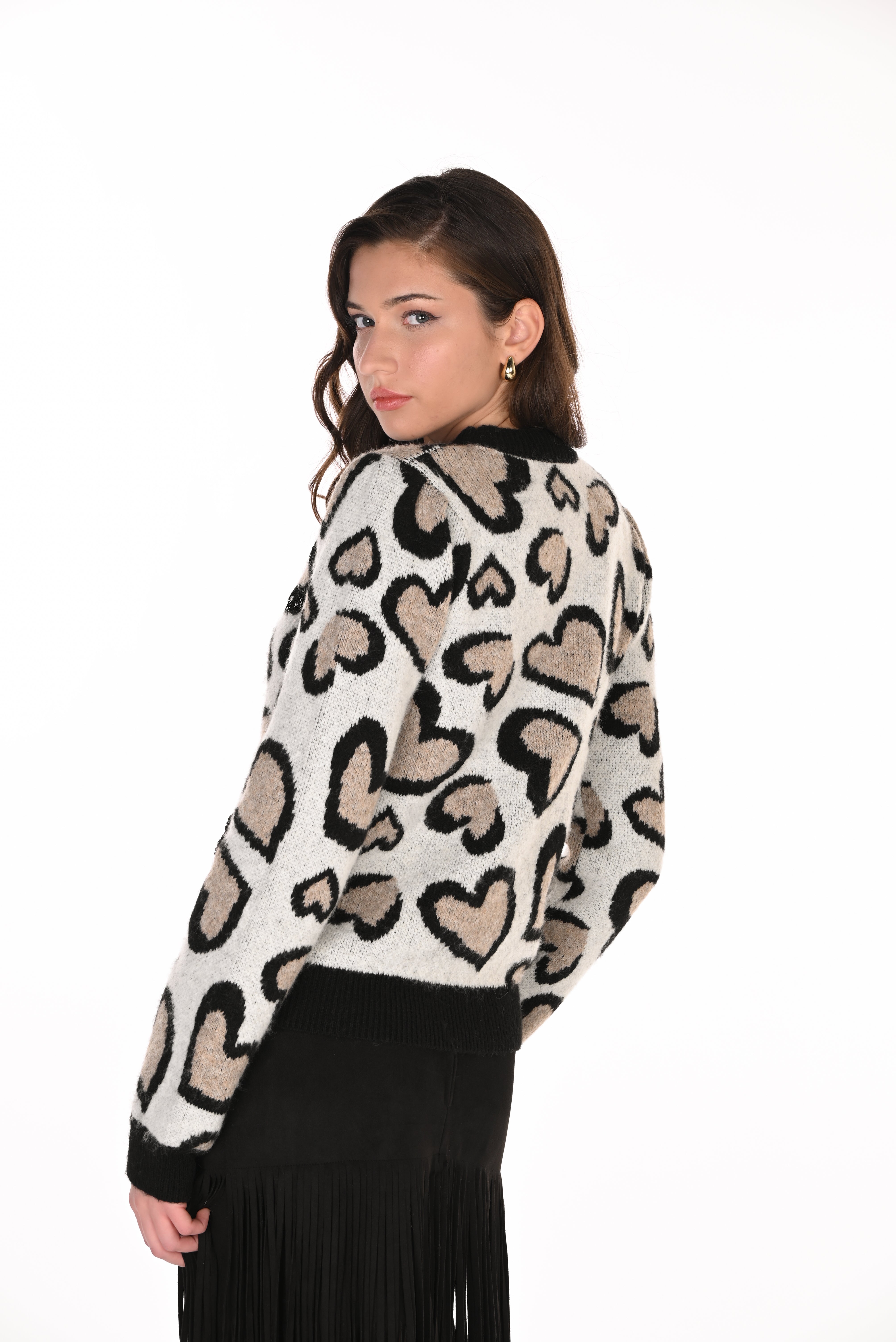 Heart Print Knit Top (263779)
