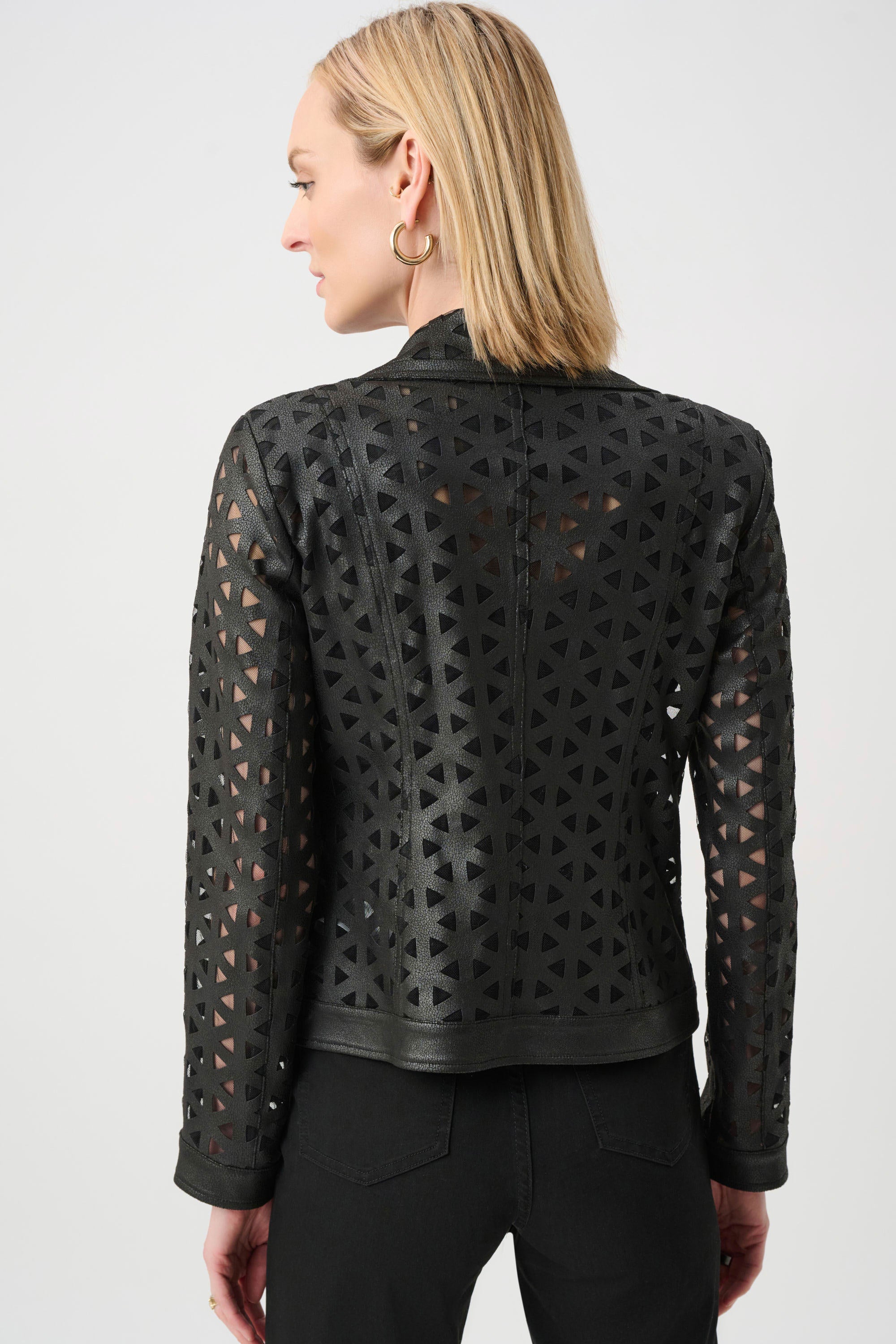 Foiled Faux Suede And Mesh Moto Jacket (263910)