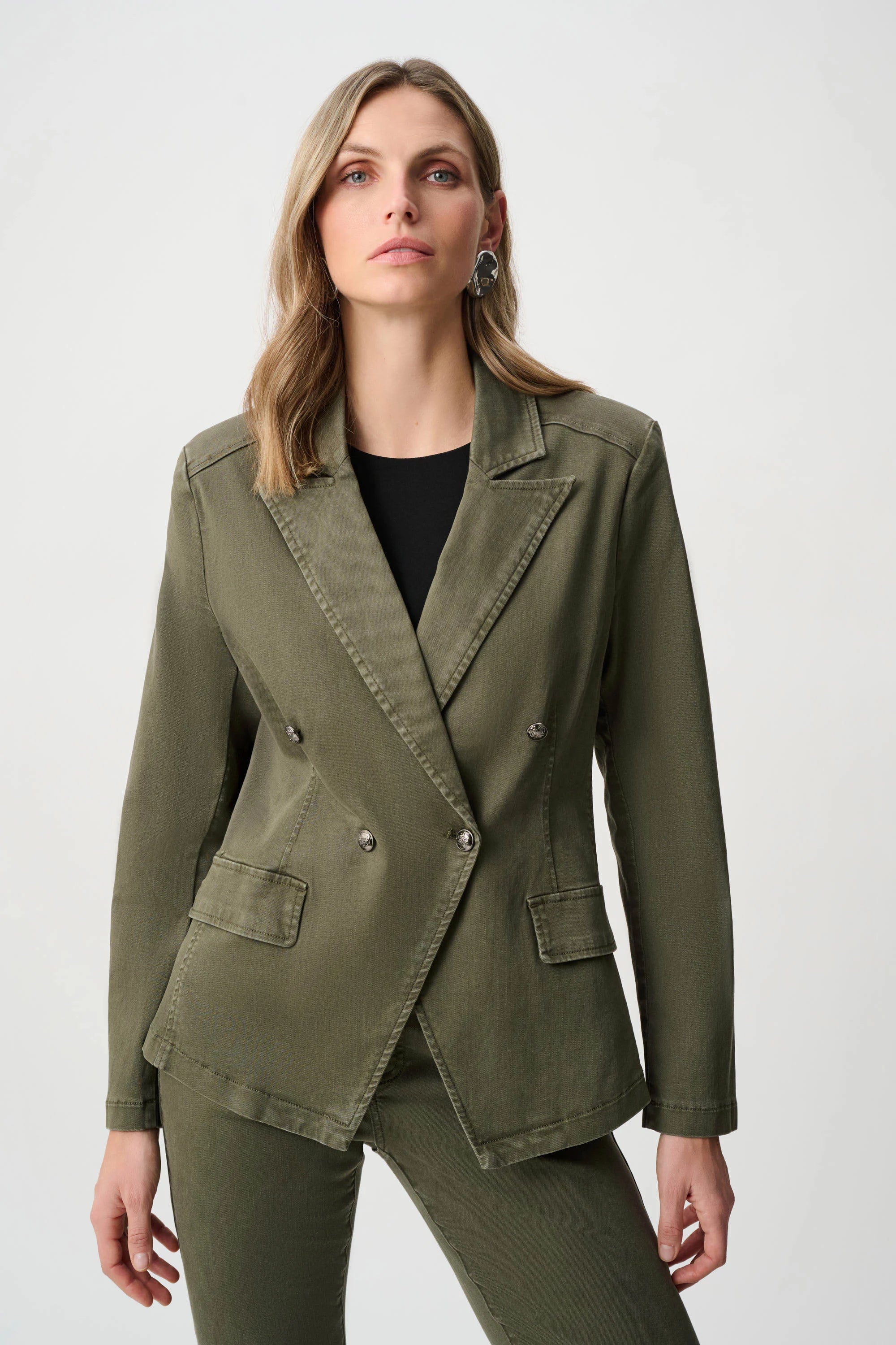 Featherweave Denim Double-Breasted Blazer (263921)