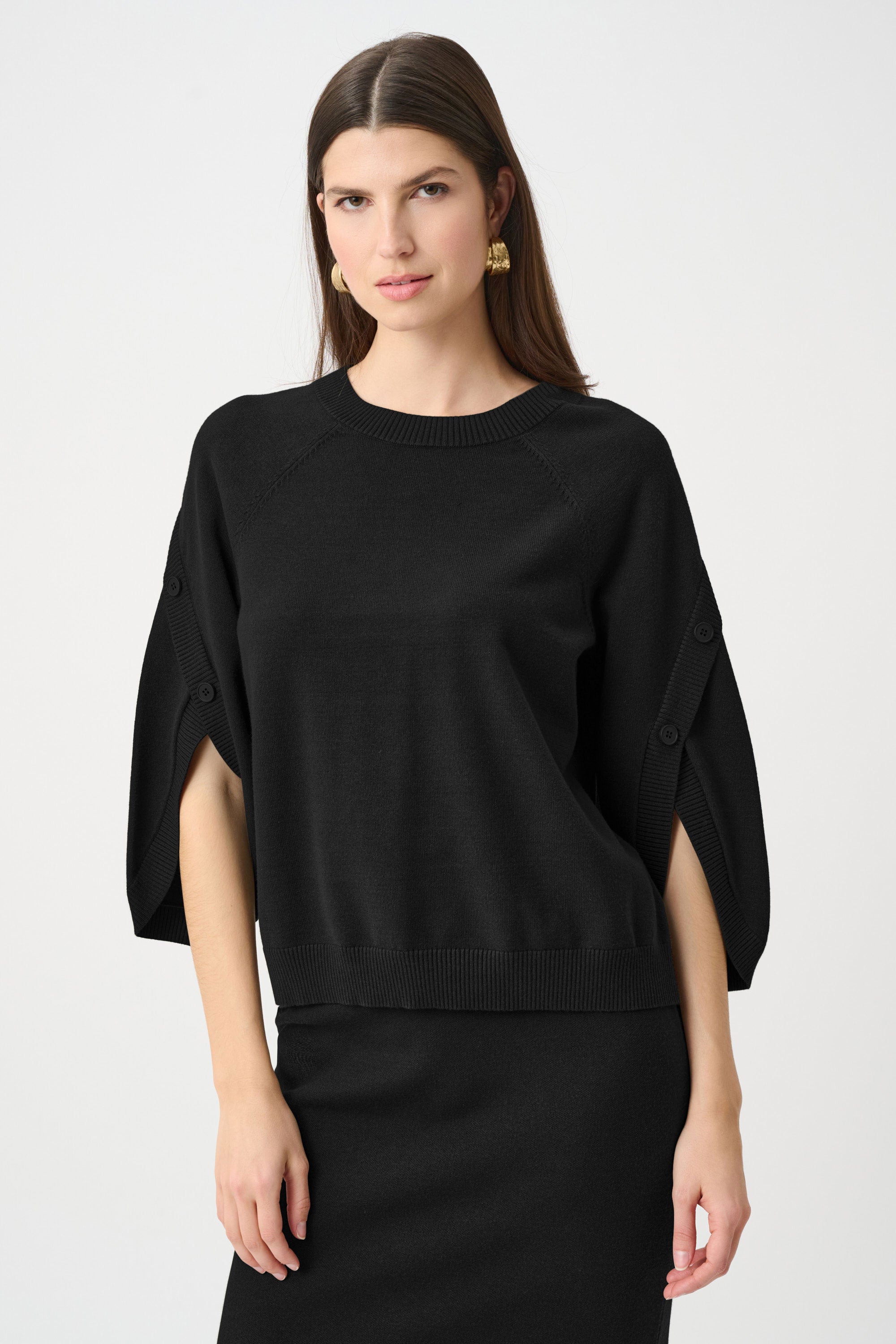 Brushed Viscose And Nylon Knit Tulip Sleeve Sweater (263935)