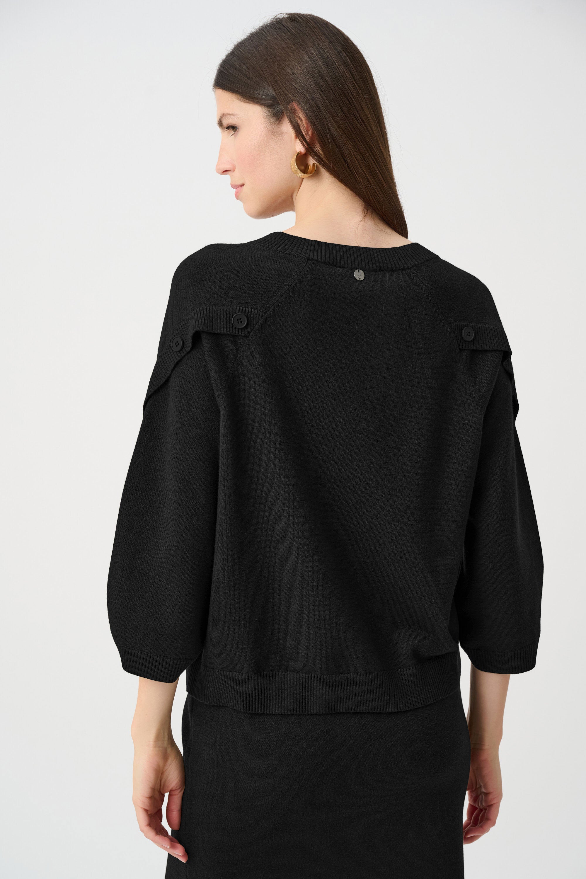 Brushed Viscose And Nylon Knit Tulip Sleeve Sweater (263935)