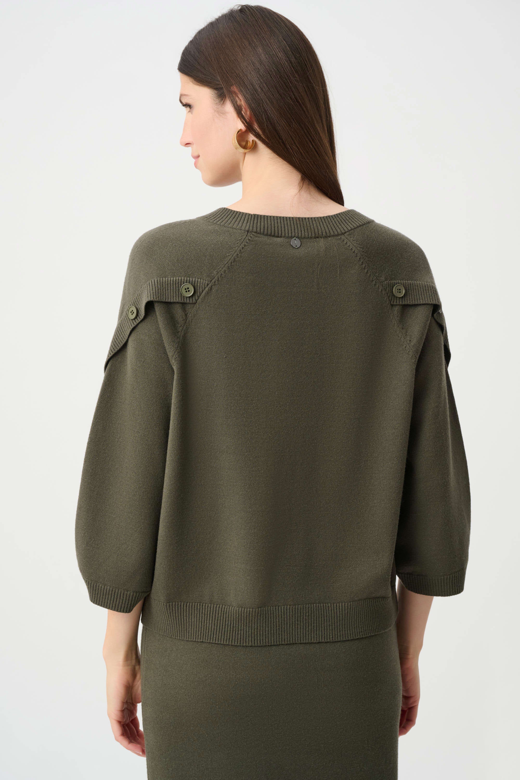 Brushed Viscose And Nylon Knit Tulip Sleeve Sweater (263935)