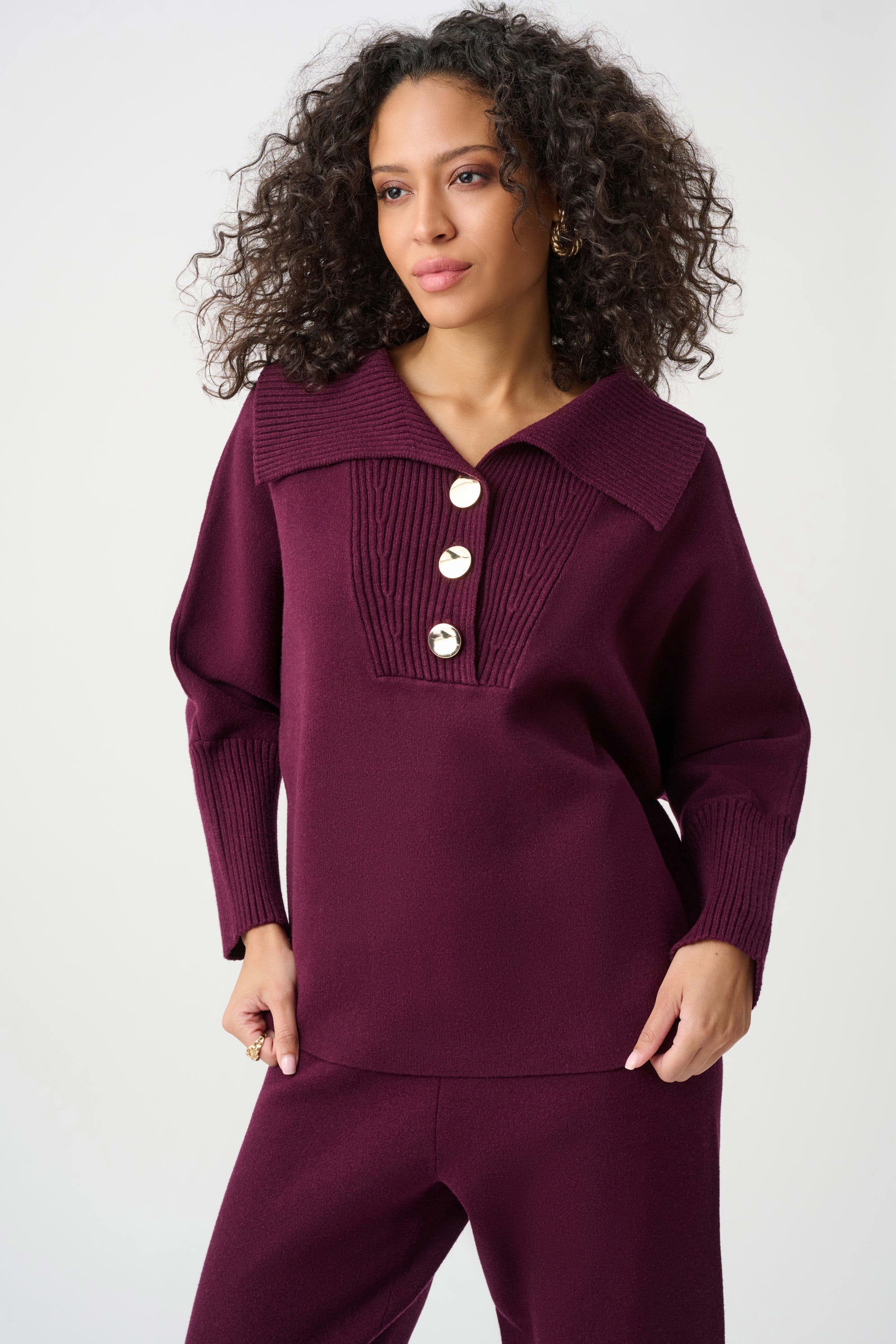 Brushed Viscose And Nylon Shawl-Neck Sweater (263938)