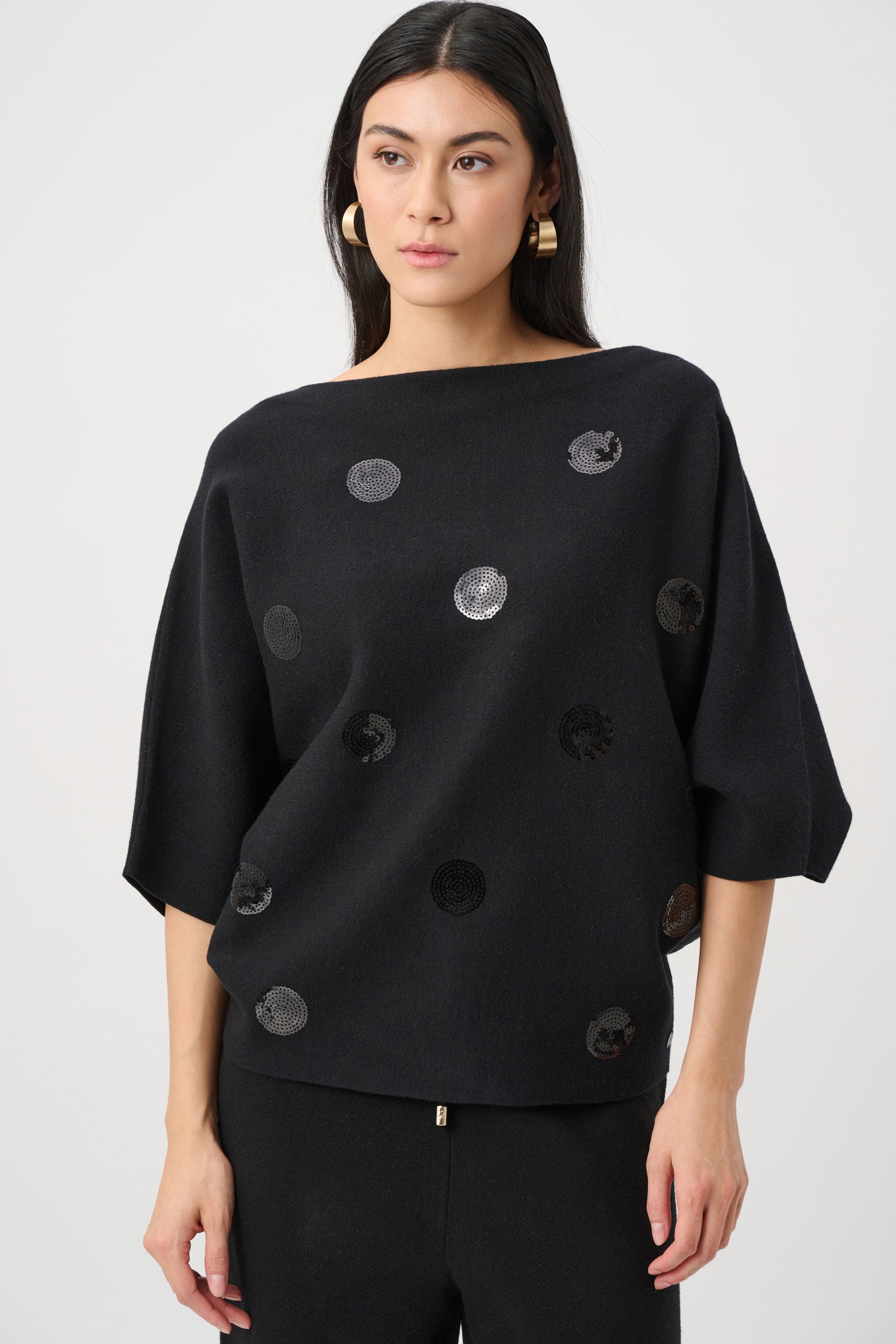 Brushed Viscose And Nylon Boxy Embroidered Sweater (263942)