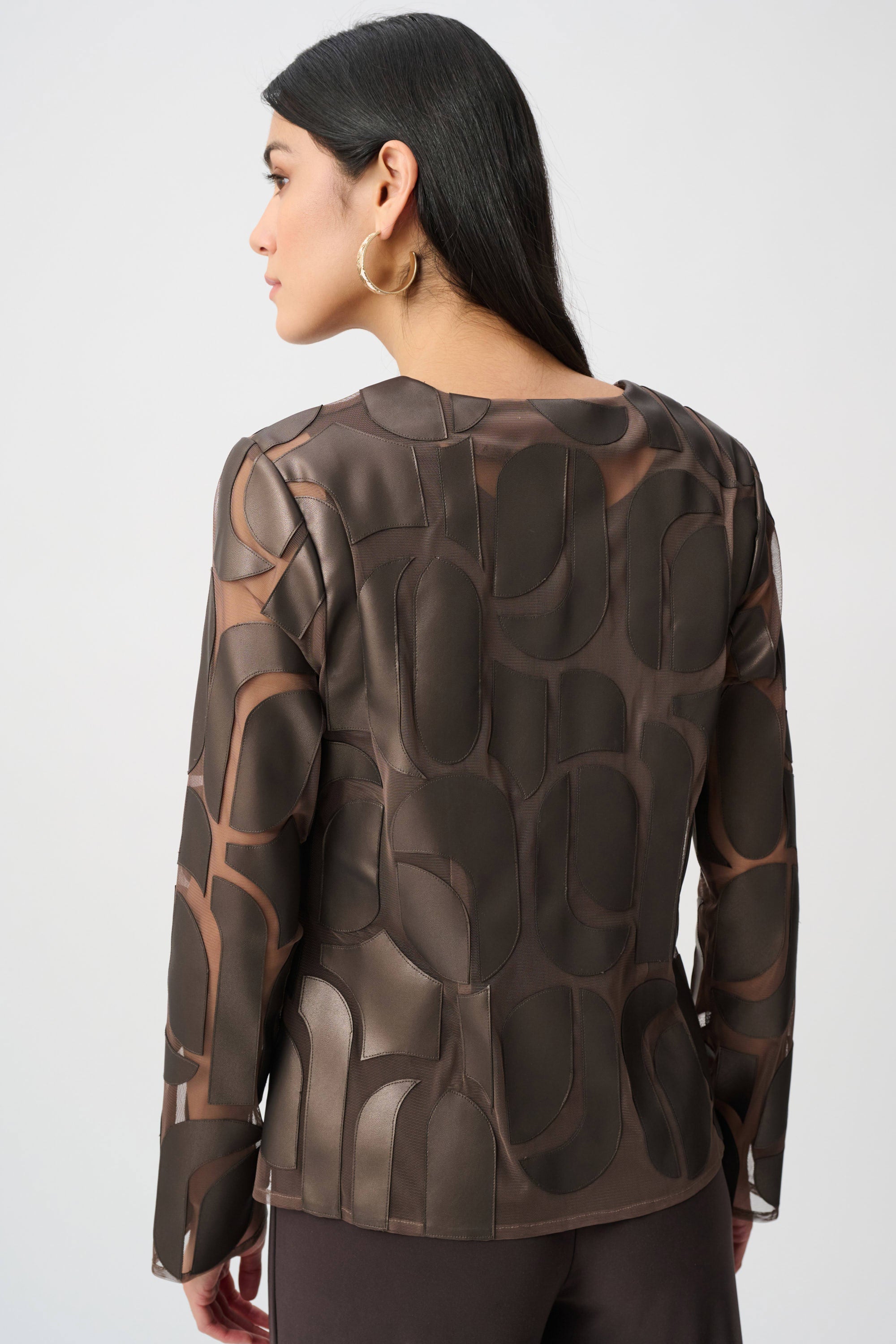 Leatherette And Mesh Embroidered Jacket (263964)