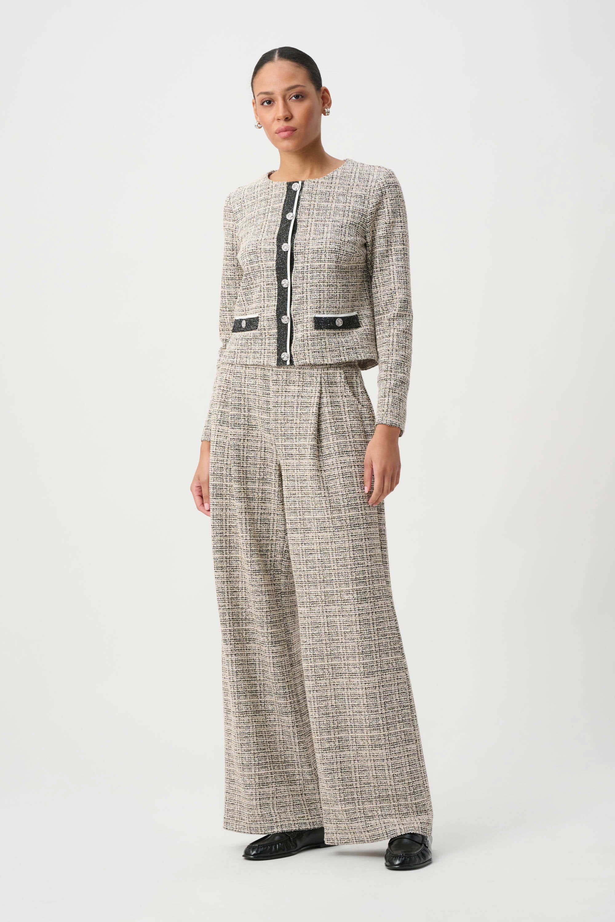 Plaid Boucle Wide-Leg Pants (264079)