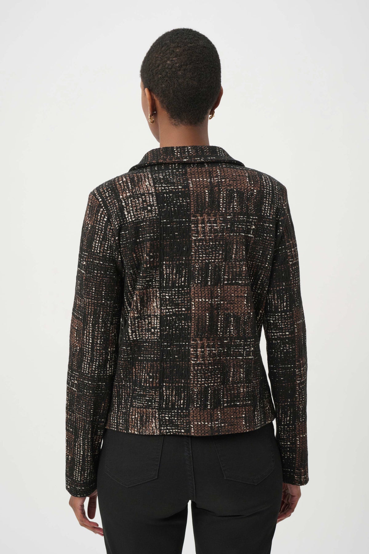 Plaid Knit Straight-Cut Jacket (264058)