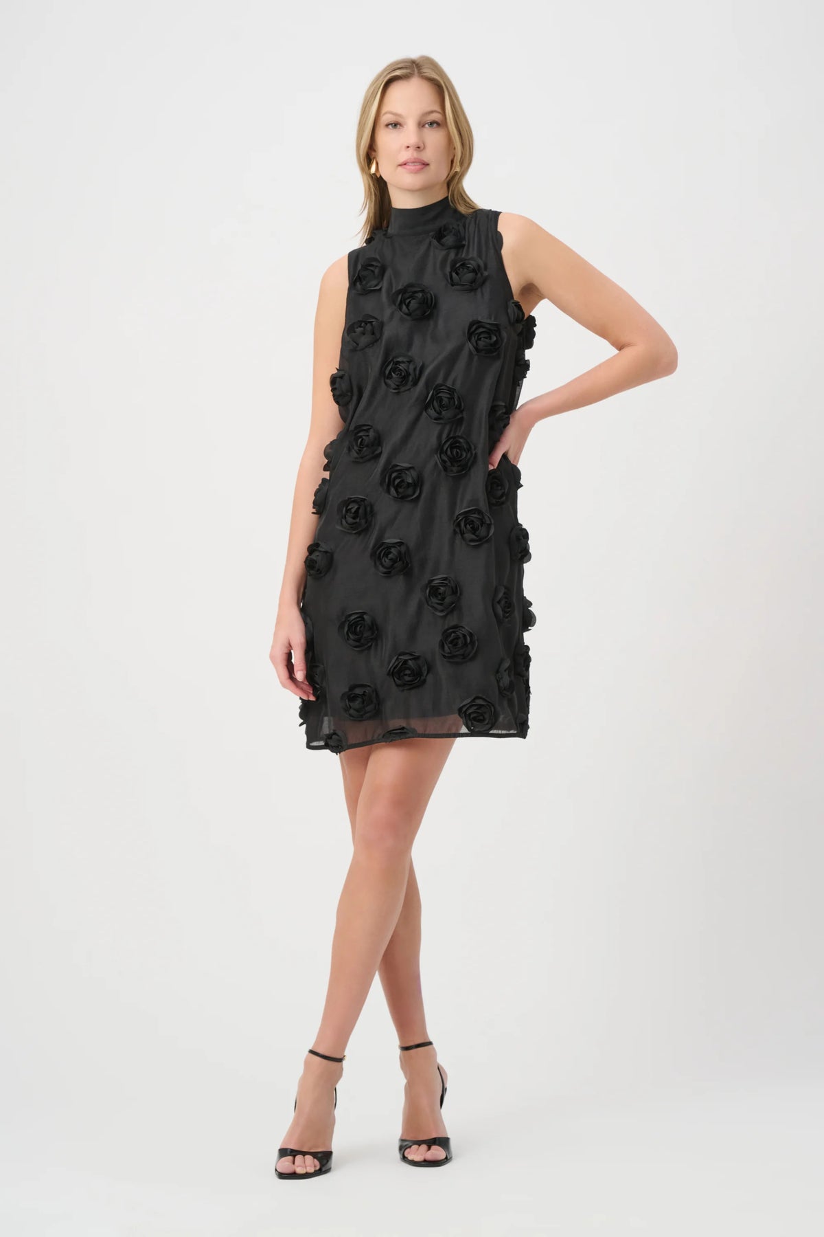 Textured Floral Trapeze Dress (JR1170)