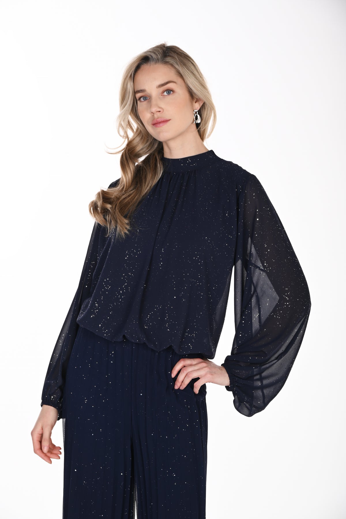 Ballon Sleeve Sequinned Top (FL0236)