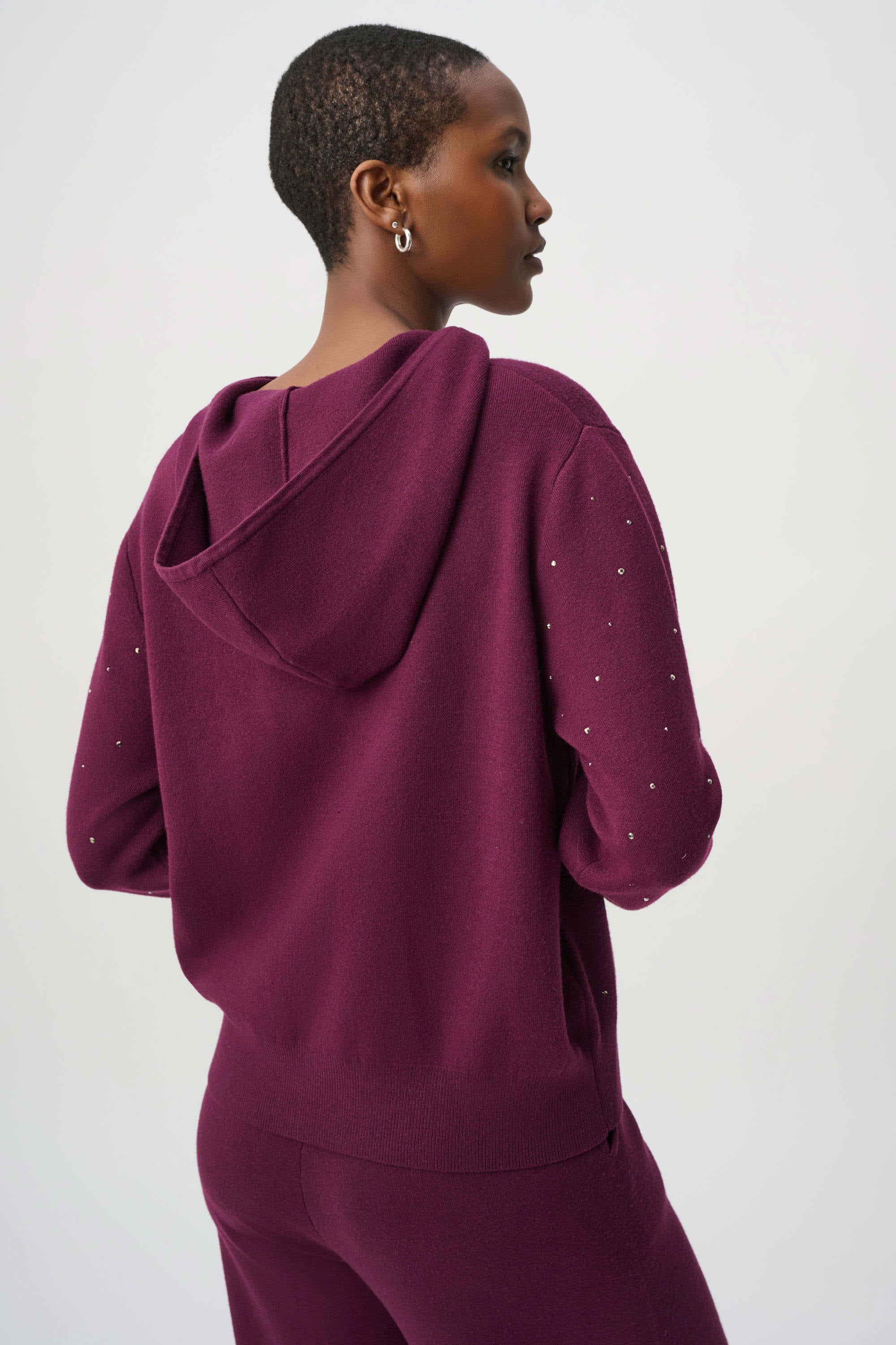 Embellished Hooded Pullover Sweater (264618)