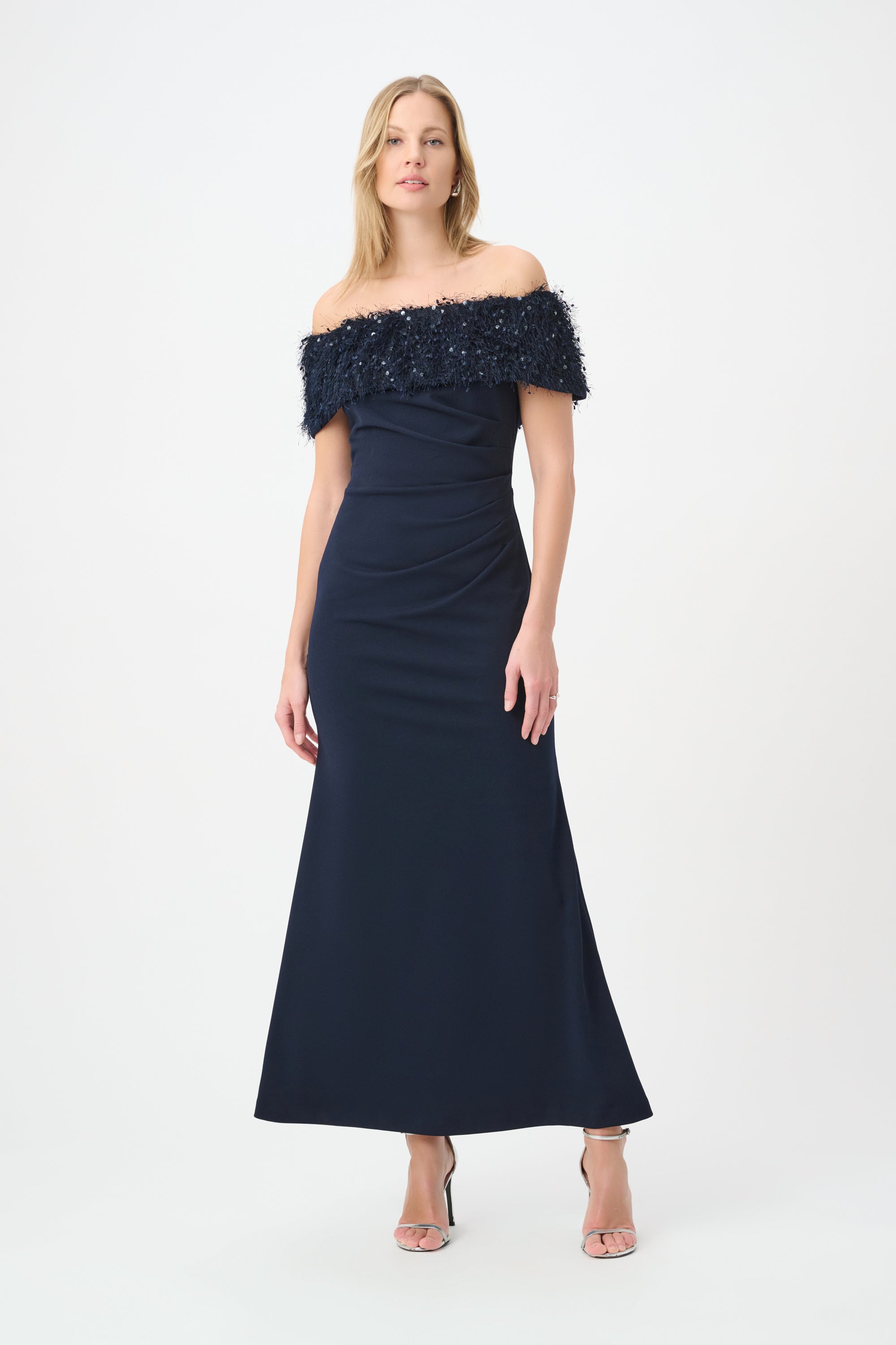 Off Shoulder Fringed Trumpet Gown (JR1166)