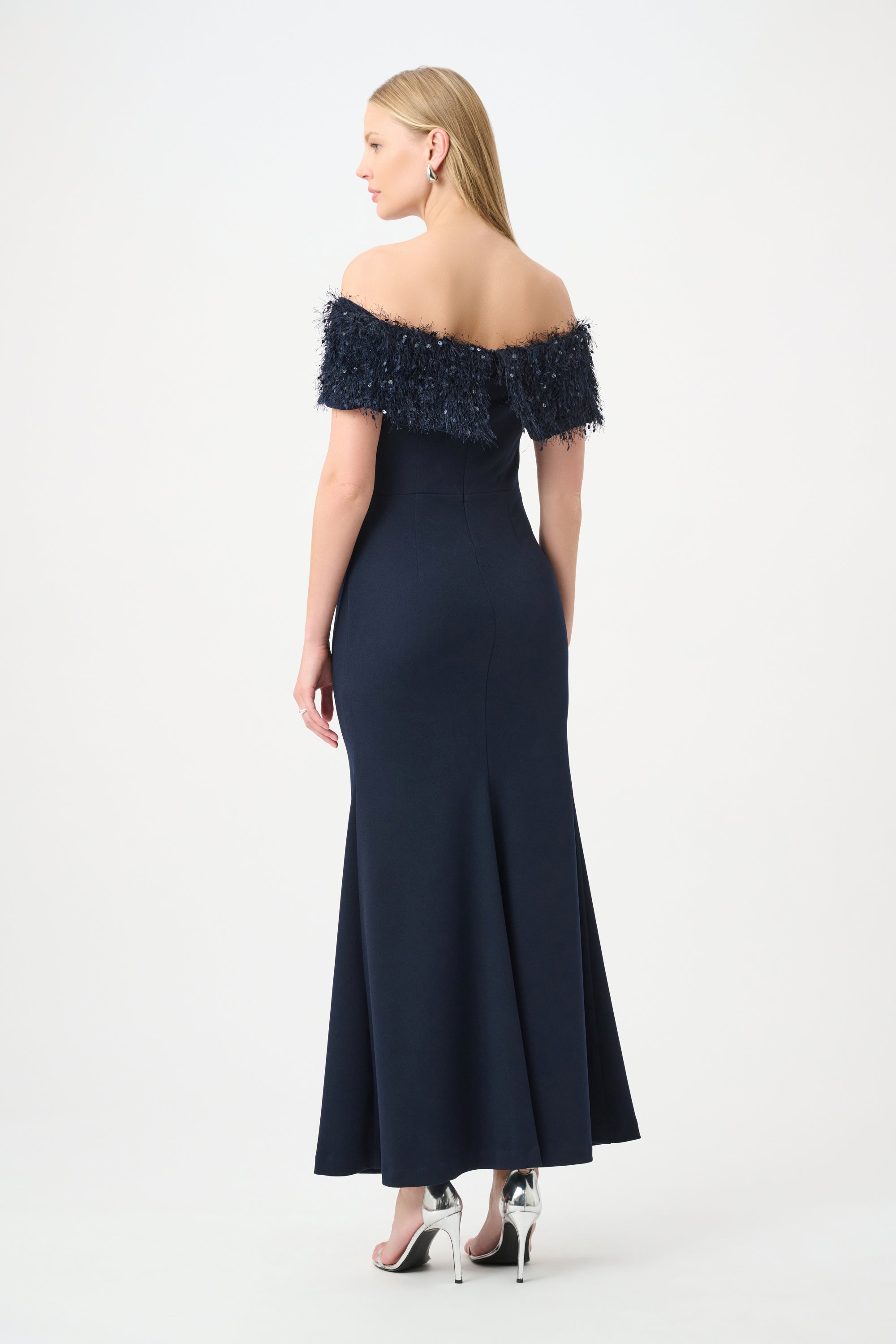 Off Shoulder Fringed Trumpet Gown (JR1166)