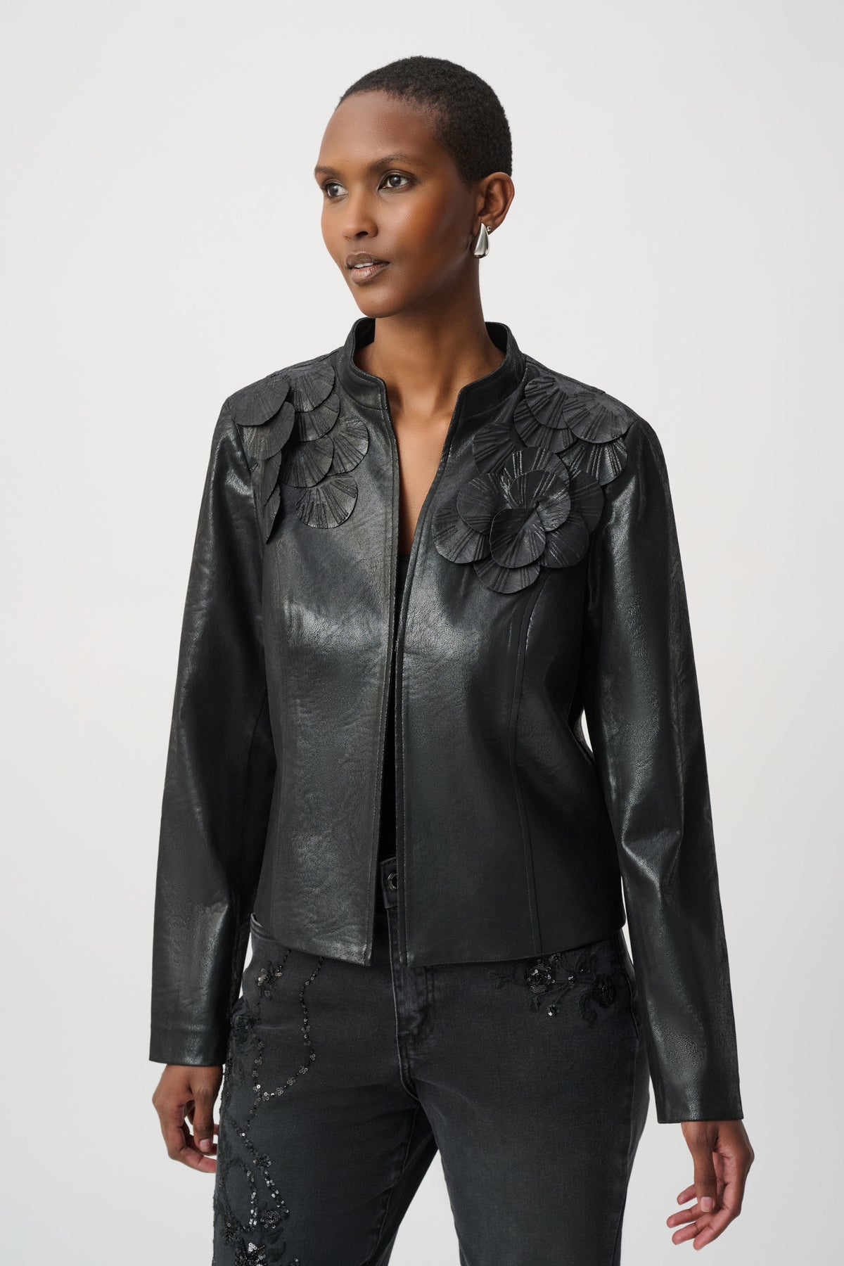 Embellished Foiled Suede Jacket (264906)
