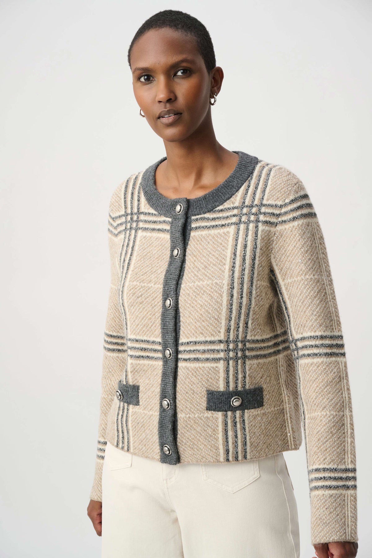 Plaid Straight-Fit Cardigan (264909)