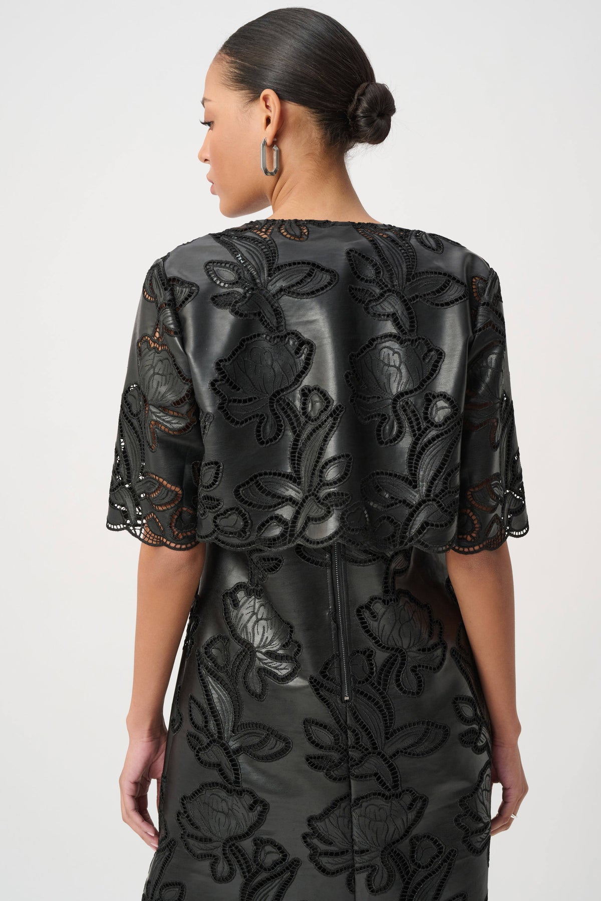 Faux Leather Embroidered Bolero (264938)