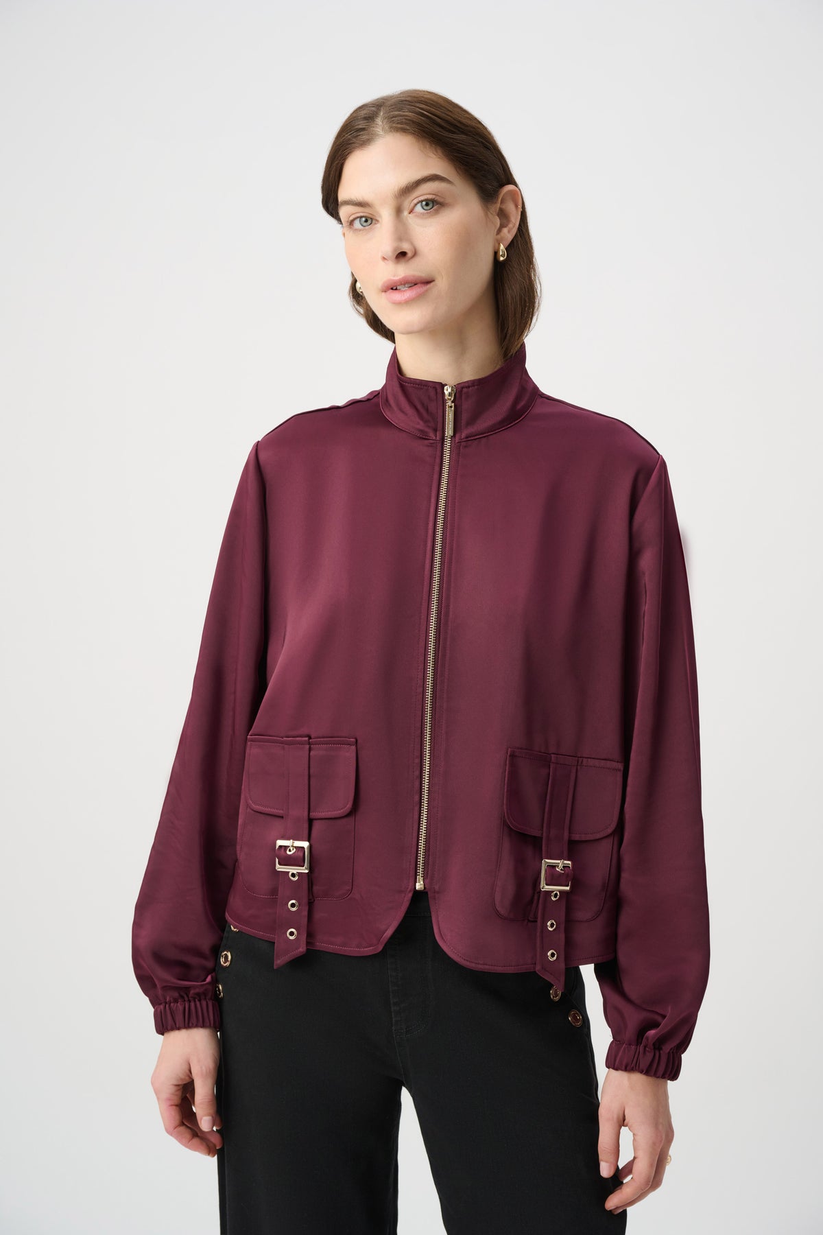 Satin Puff Sleeve Utility Jacket (264939)