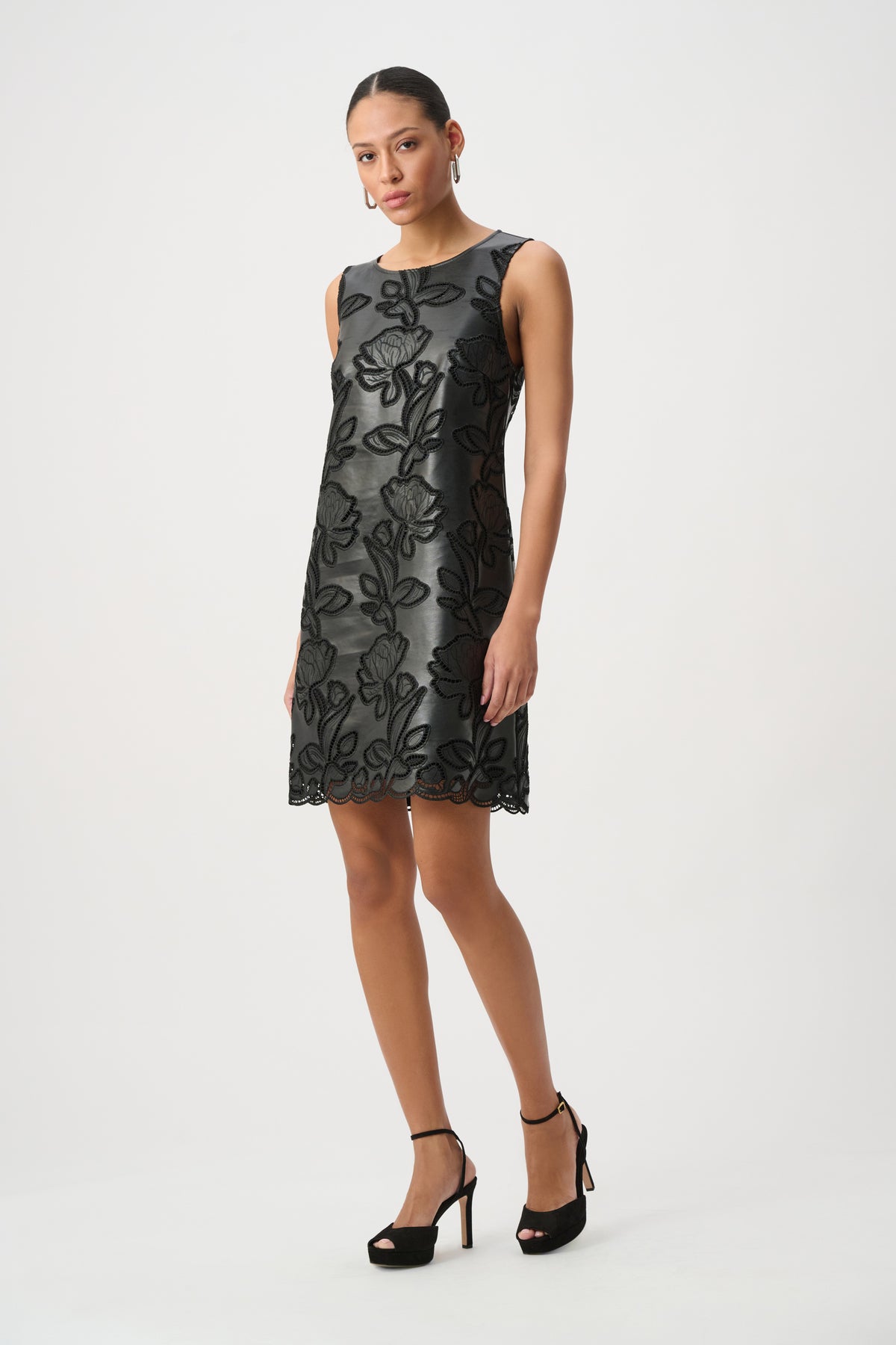 Faux Leather Embroidered Dress (264940)