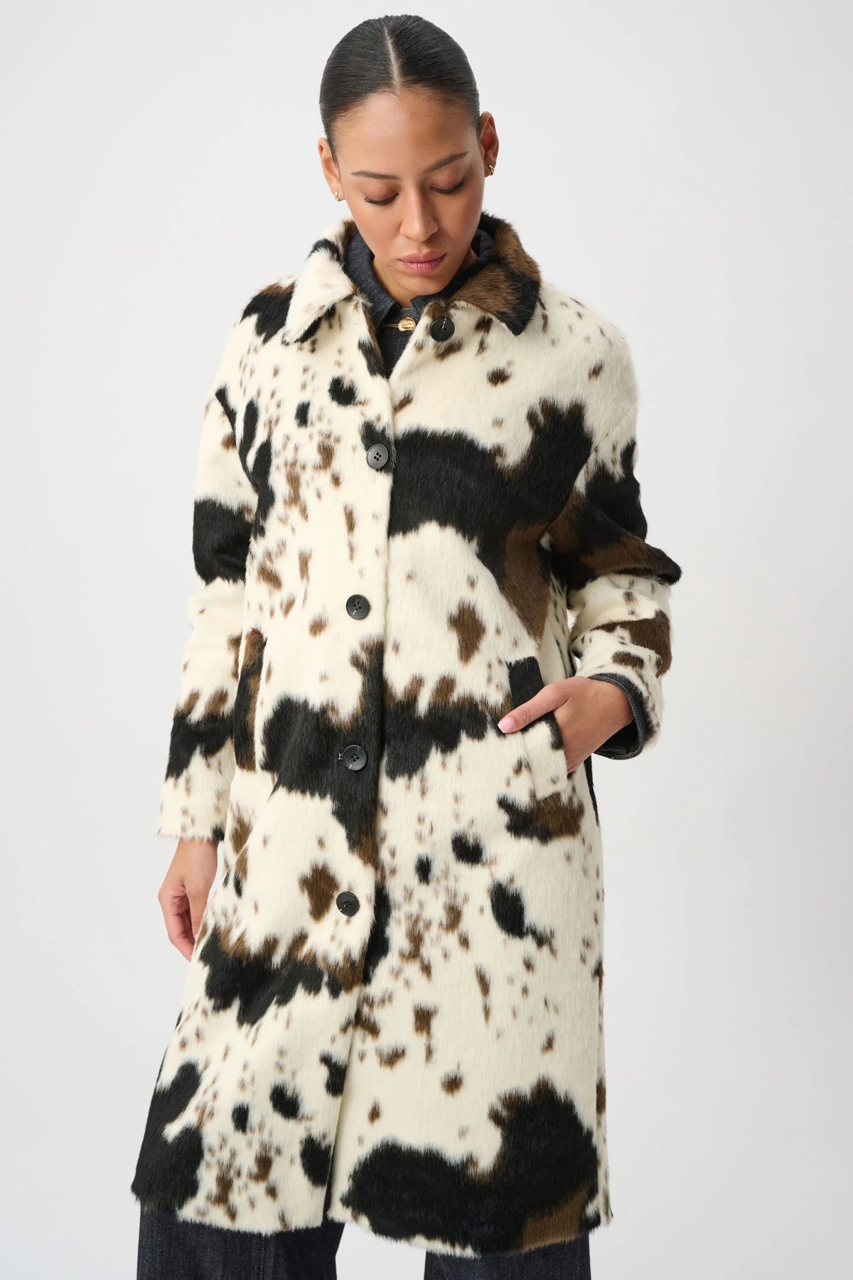 Faux Fur Cow Print Coat (264944)