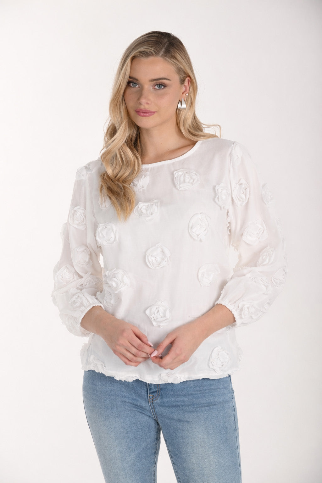Long Sleeve Rosette Detail Top (266257)