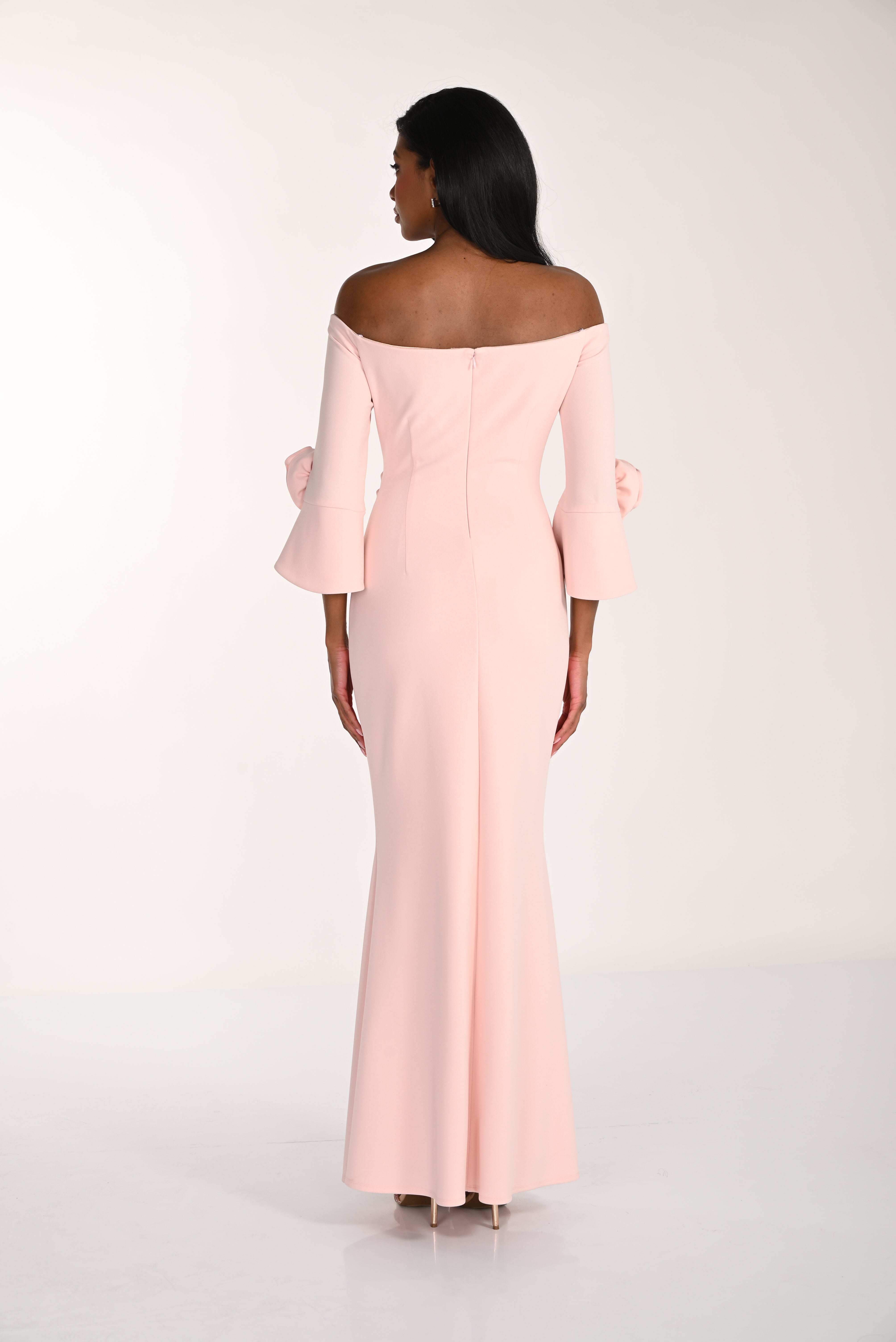 Off The Shoulder Gown with Rosette Sleeve Detail (FL0203)