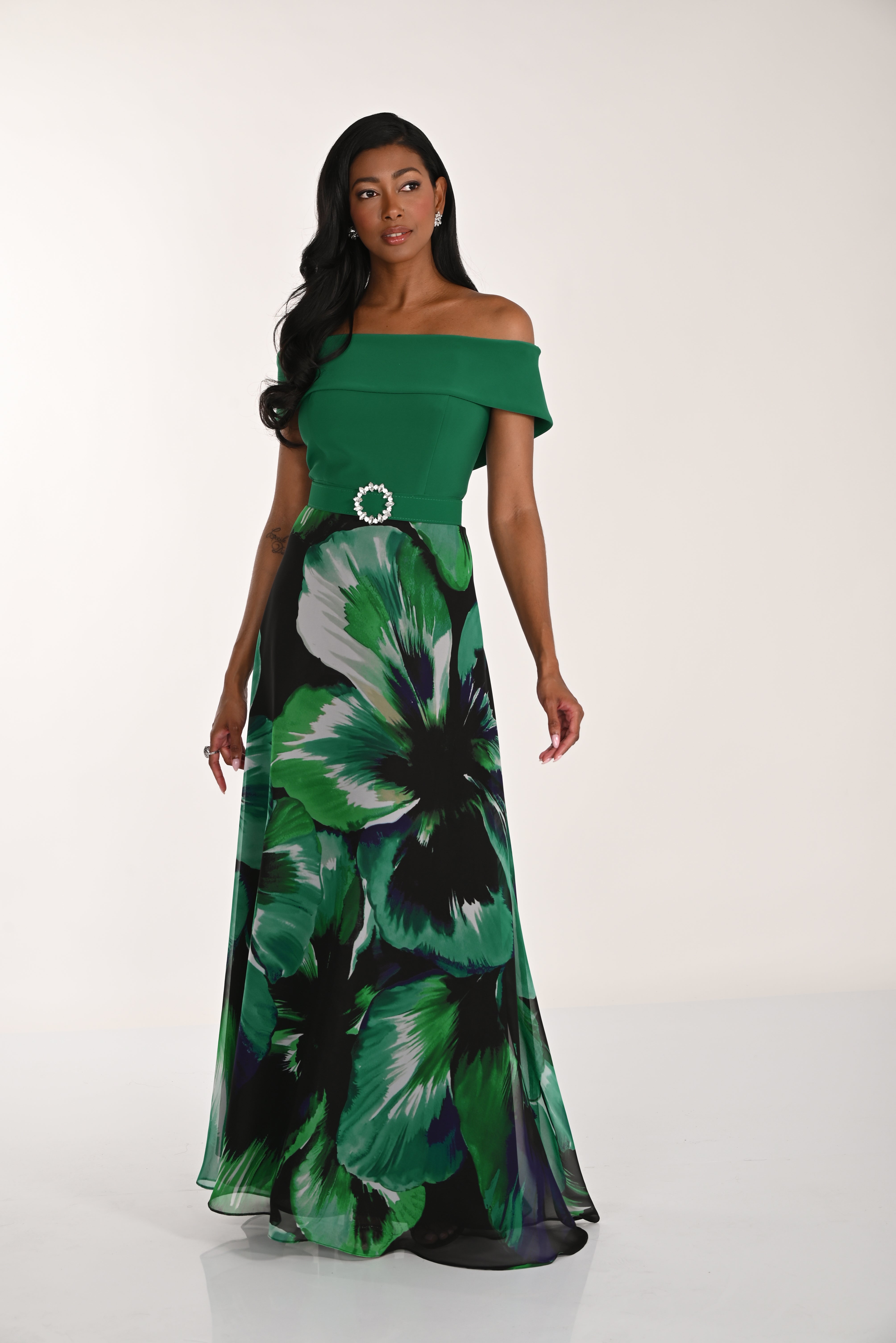 Off the Shoulder Folder Gown (FL0186)