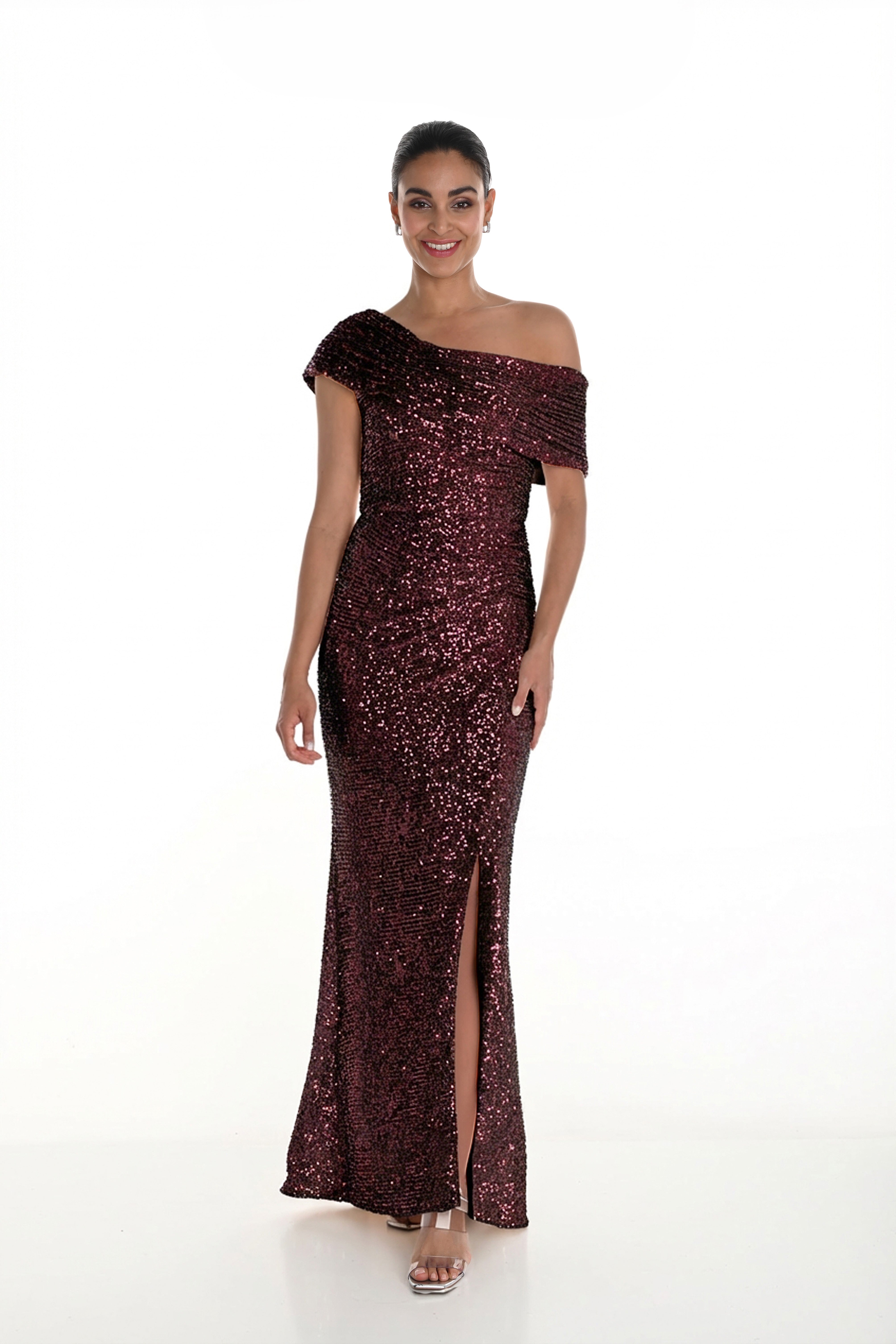 One Shoulder Sequinned Gown (FL0144)