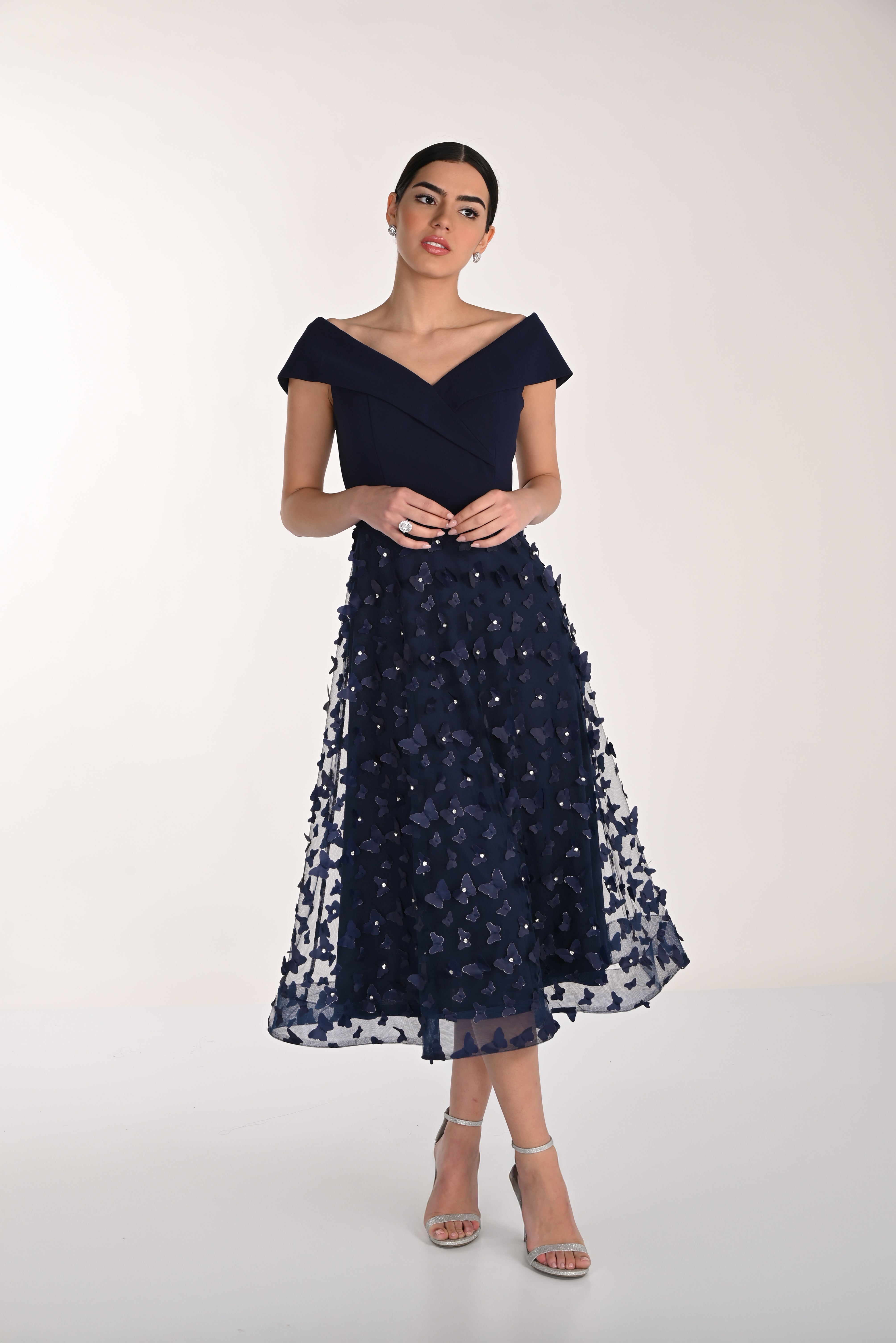 Off The Shoulder Floral Skirt Cocktail Dress (FL0180)
