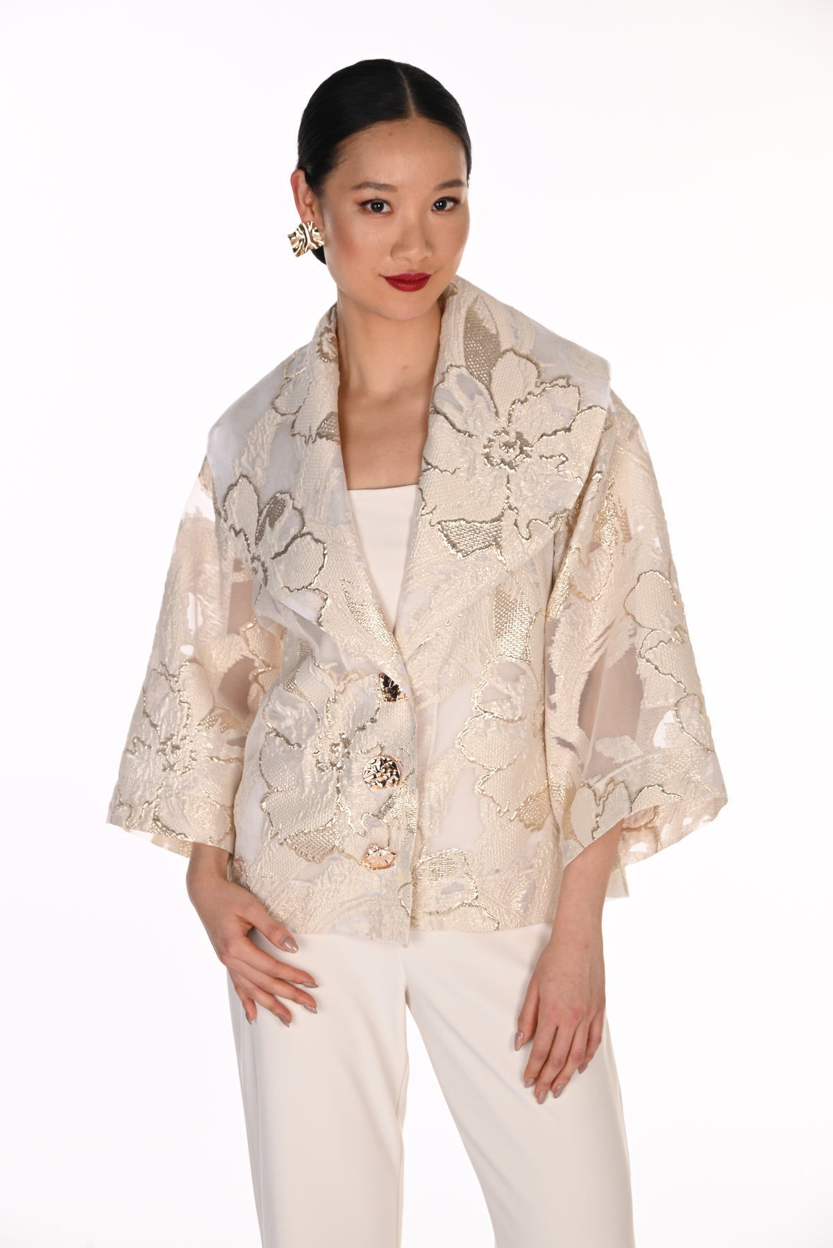 Floral Print Gold Jacket (FL0227)
