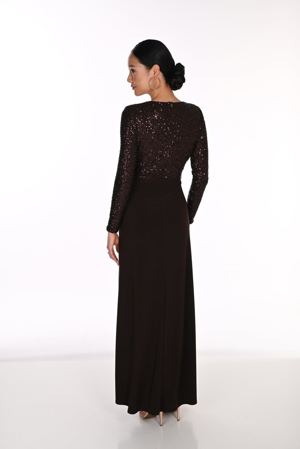 Long Sleeved Sequinned Gown (FL0231)
