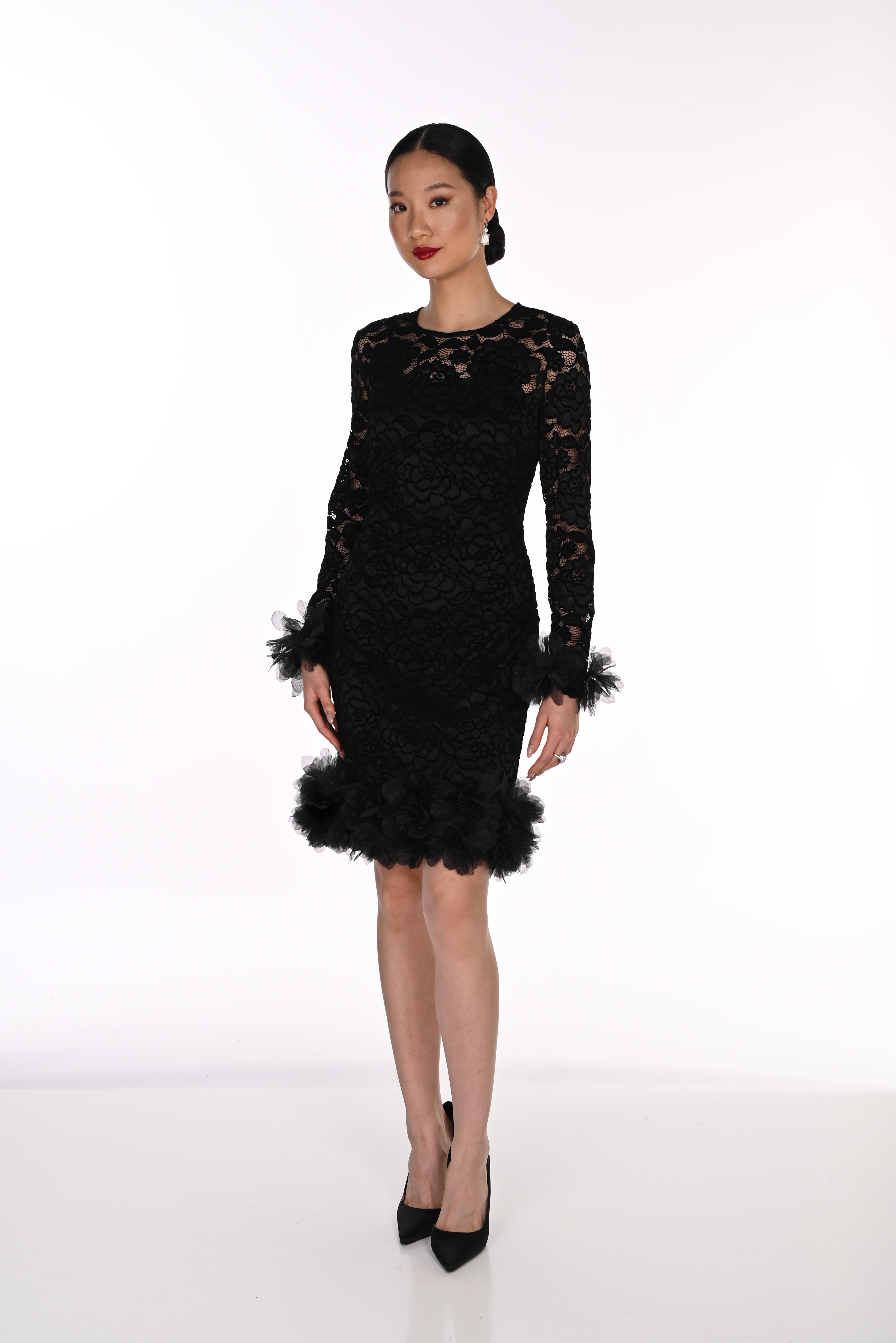 Lace Sleeved Cocktail Dress (FL0220)