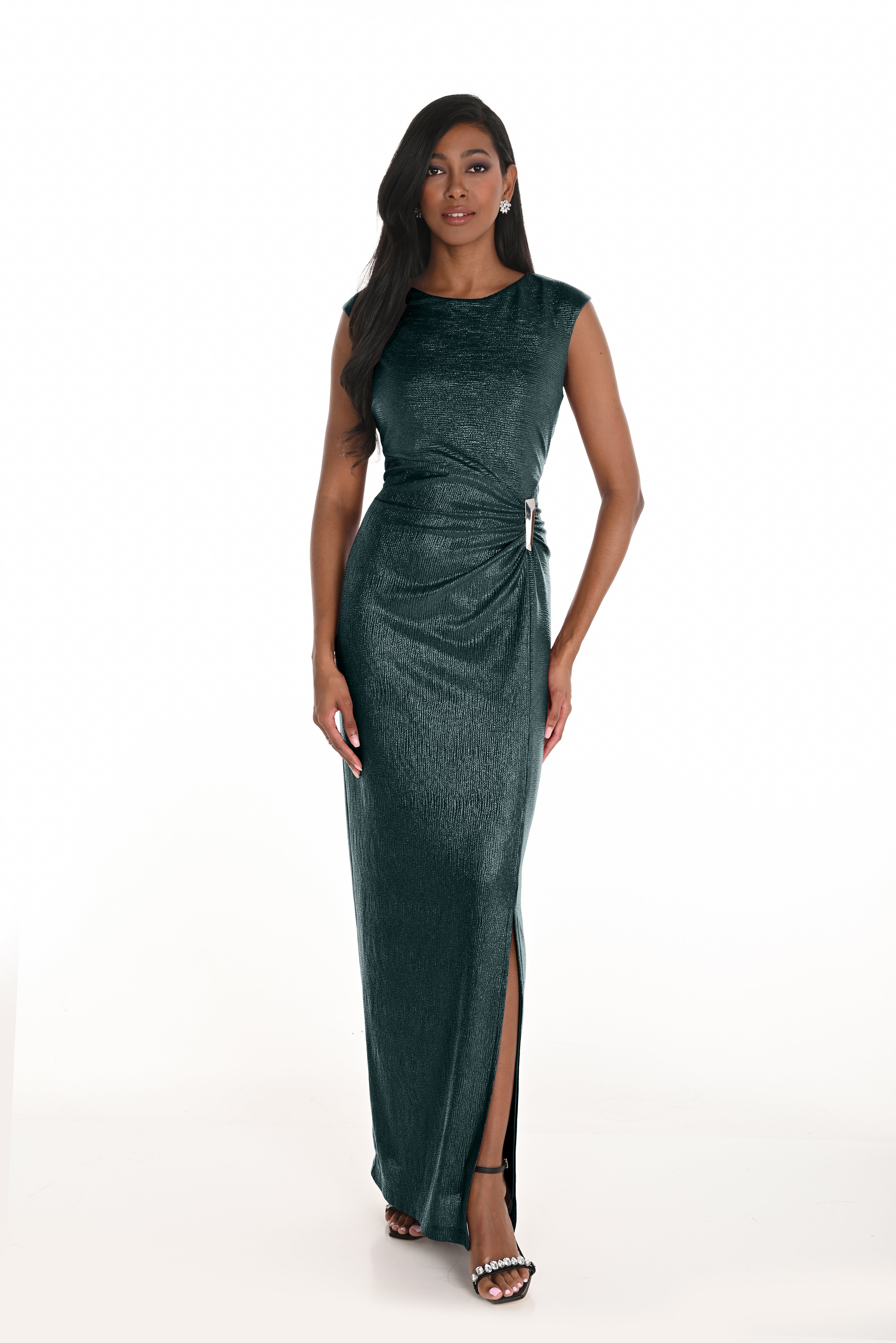 Cap Sleeve Textured Gown (FL0175)