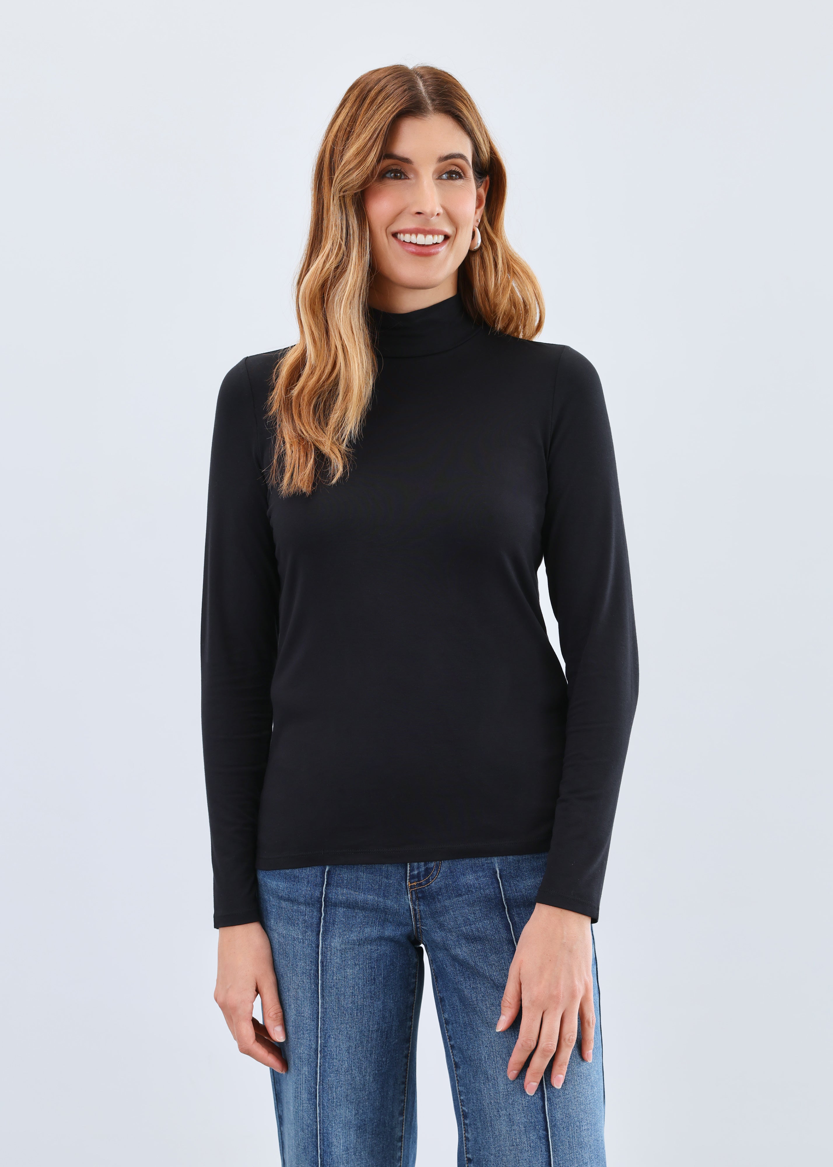 Long Sleeve Mock Neck Top (3056756)
