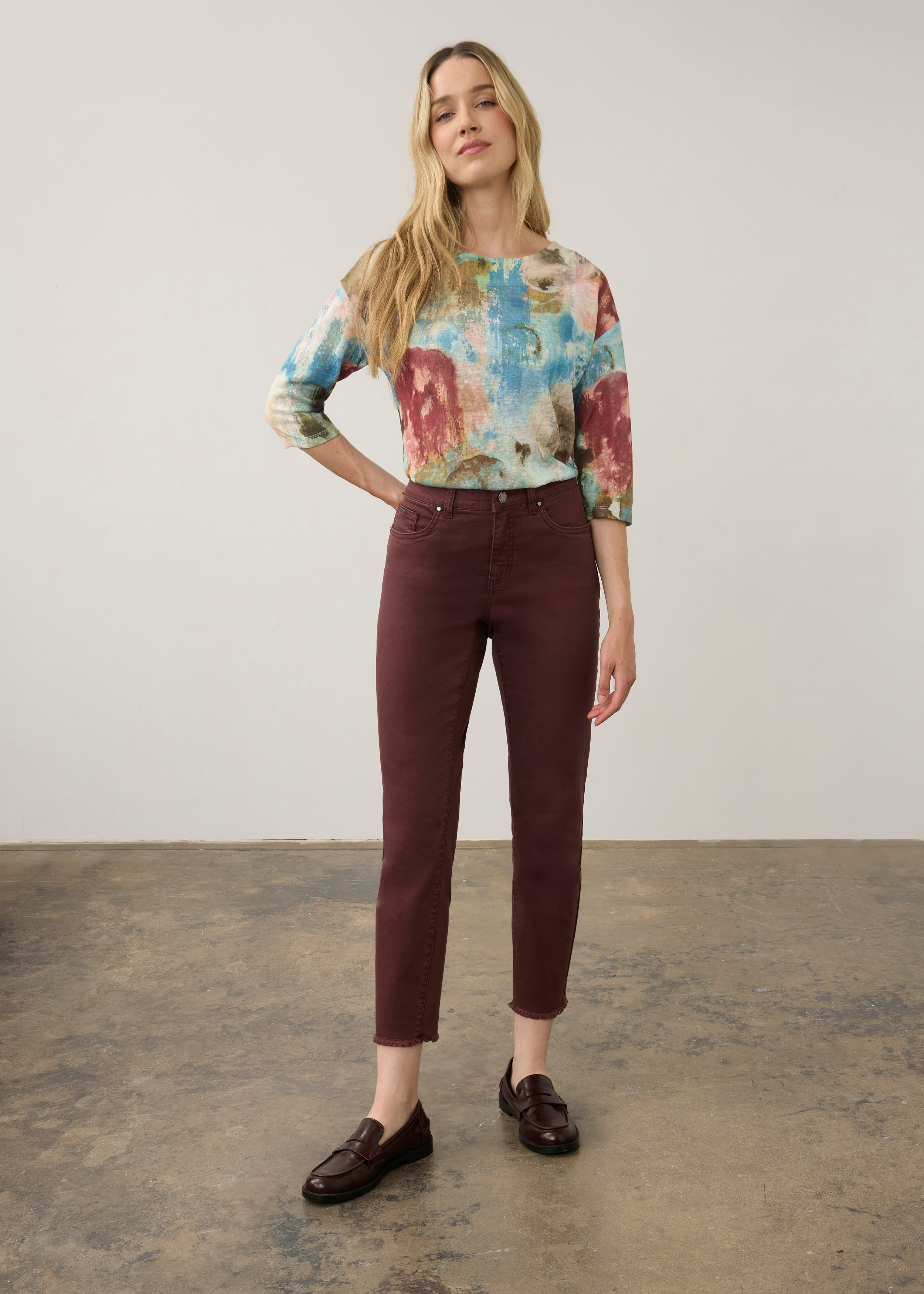 Drop Shoulder 3/4 Sleeve Top (3279451)