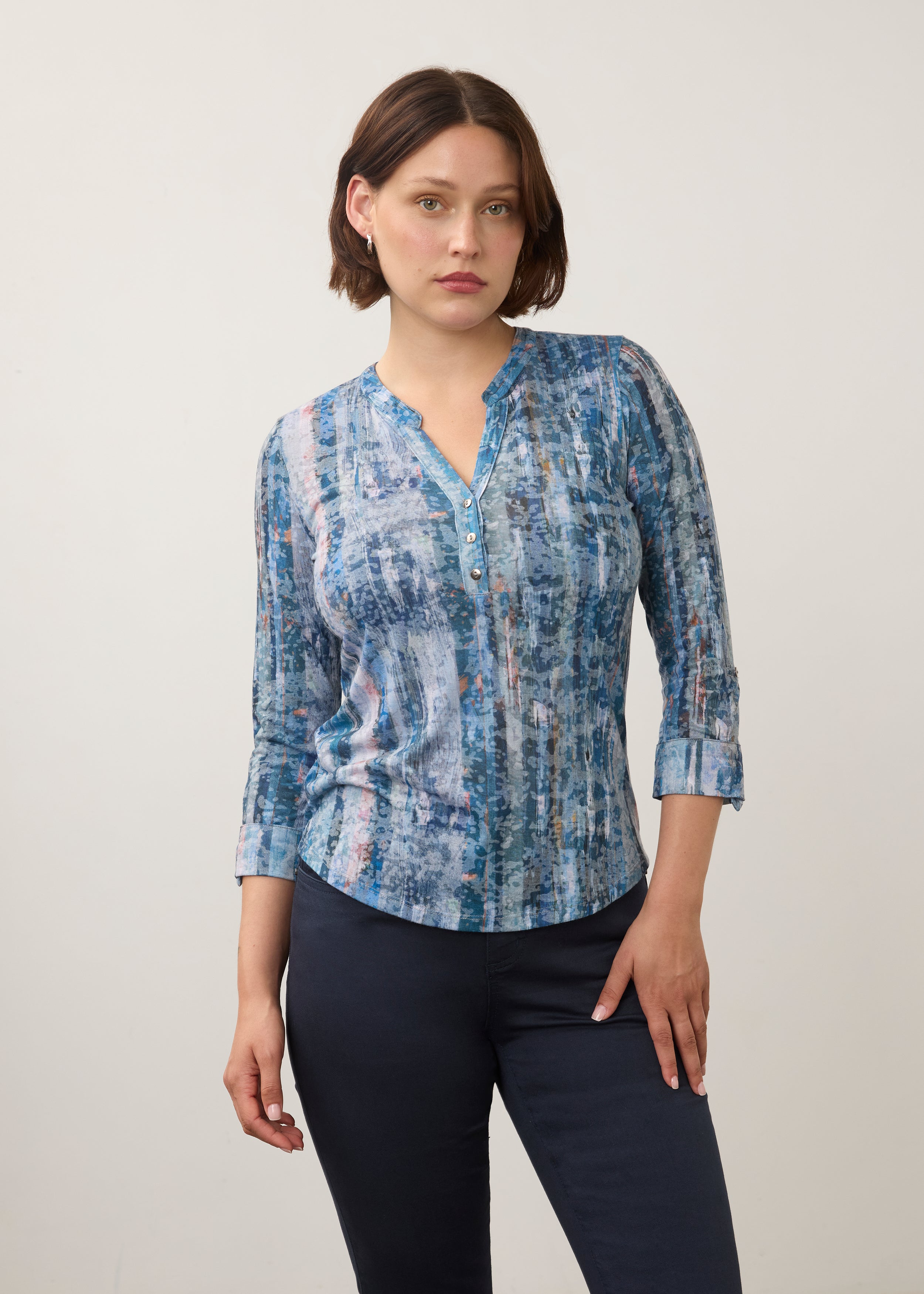 3/4 Sleeve Henley Top (3387844)