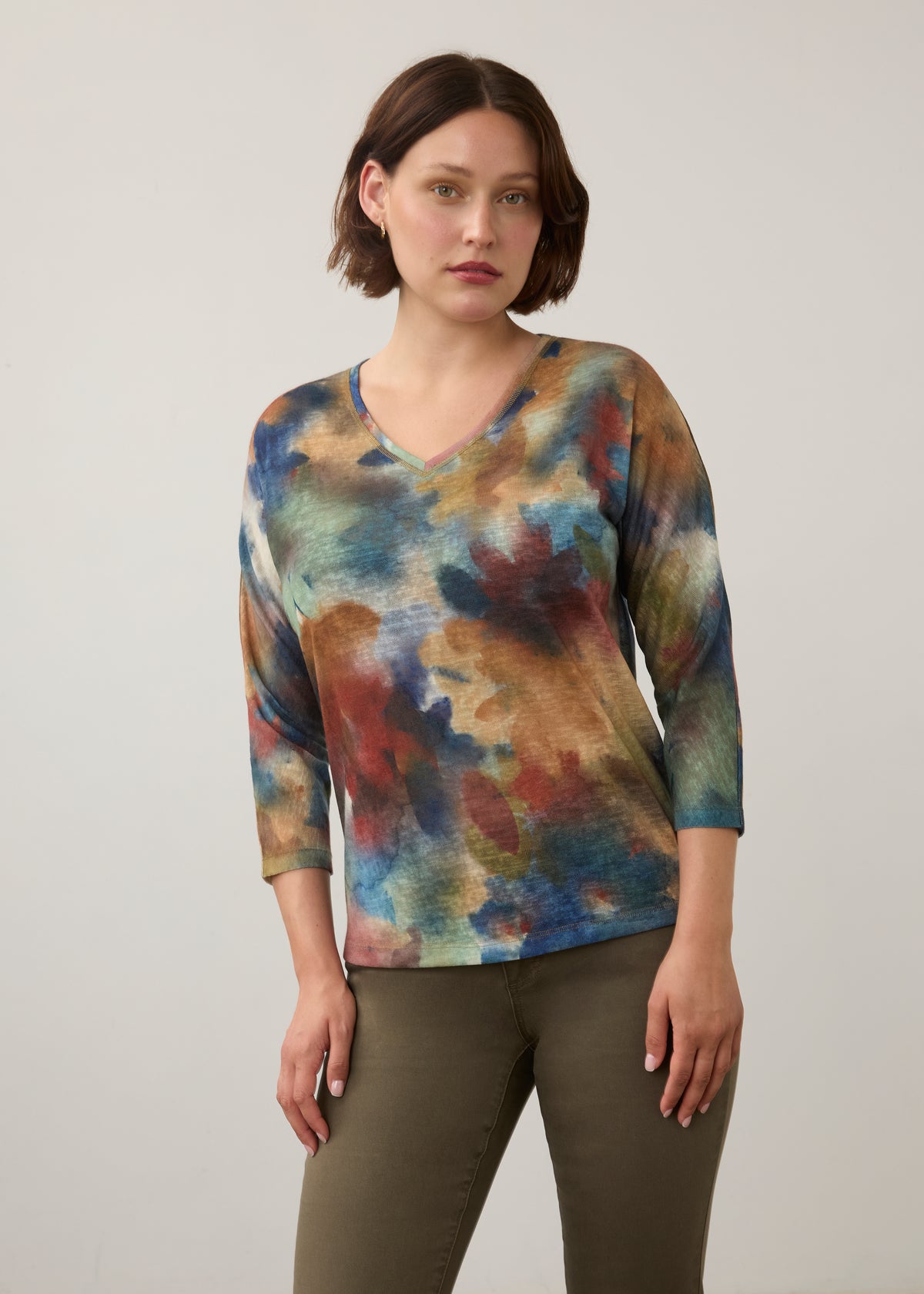 Drop Shoulder V Neck Top (3556451)