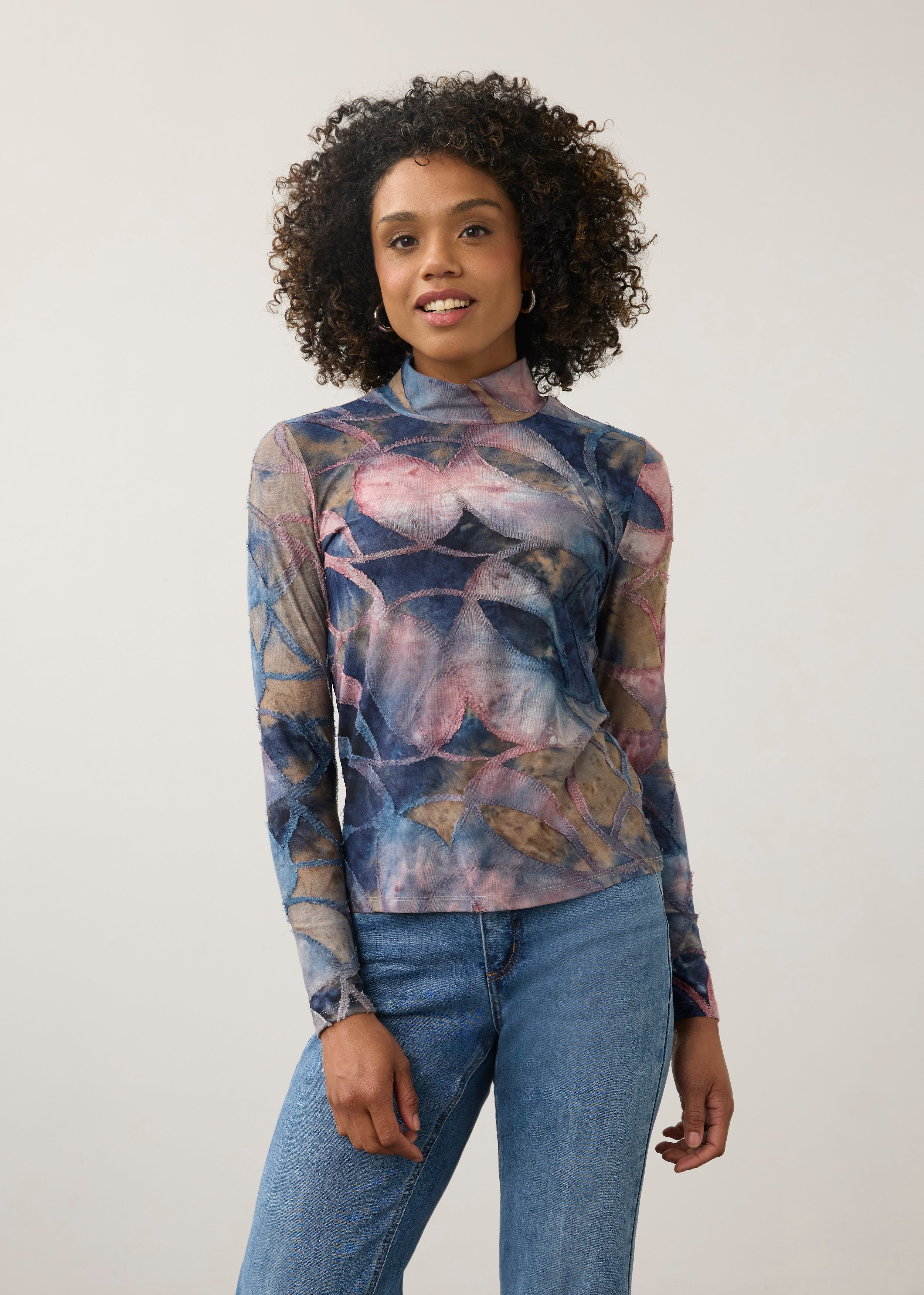 Long Sleeve Mock Neck Top (3642126)