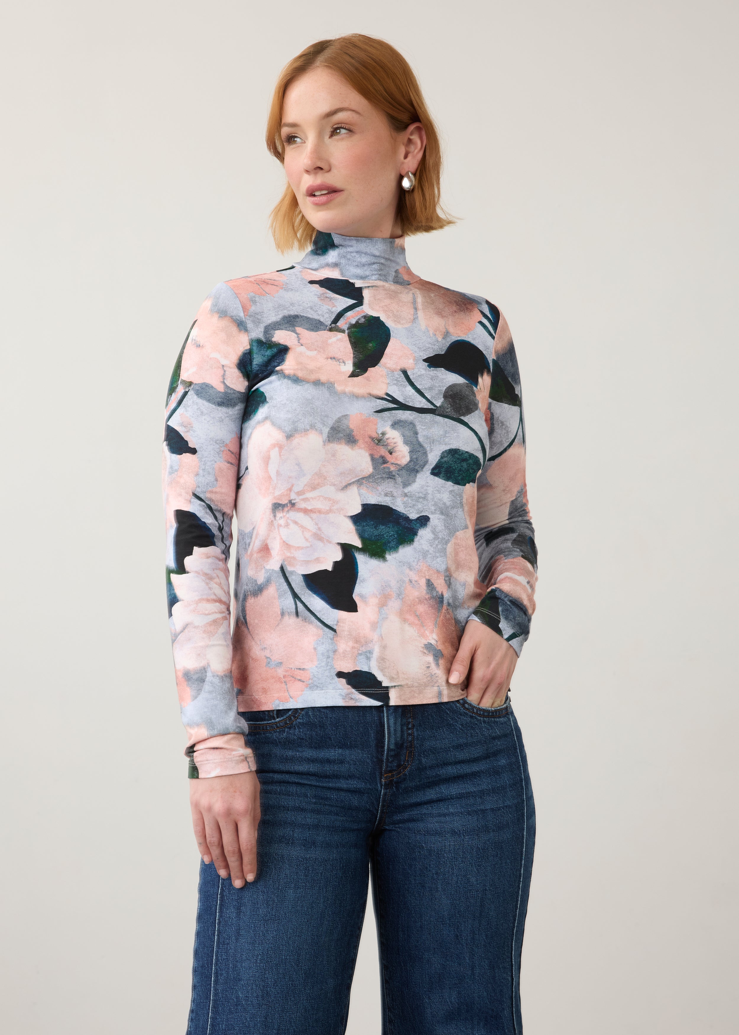 Long Sleeve Mock Neck Top (3761756)