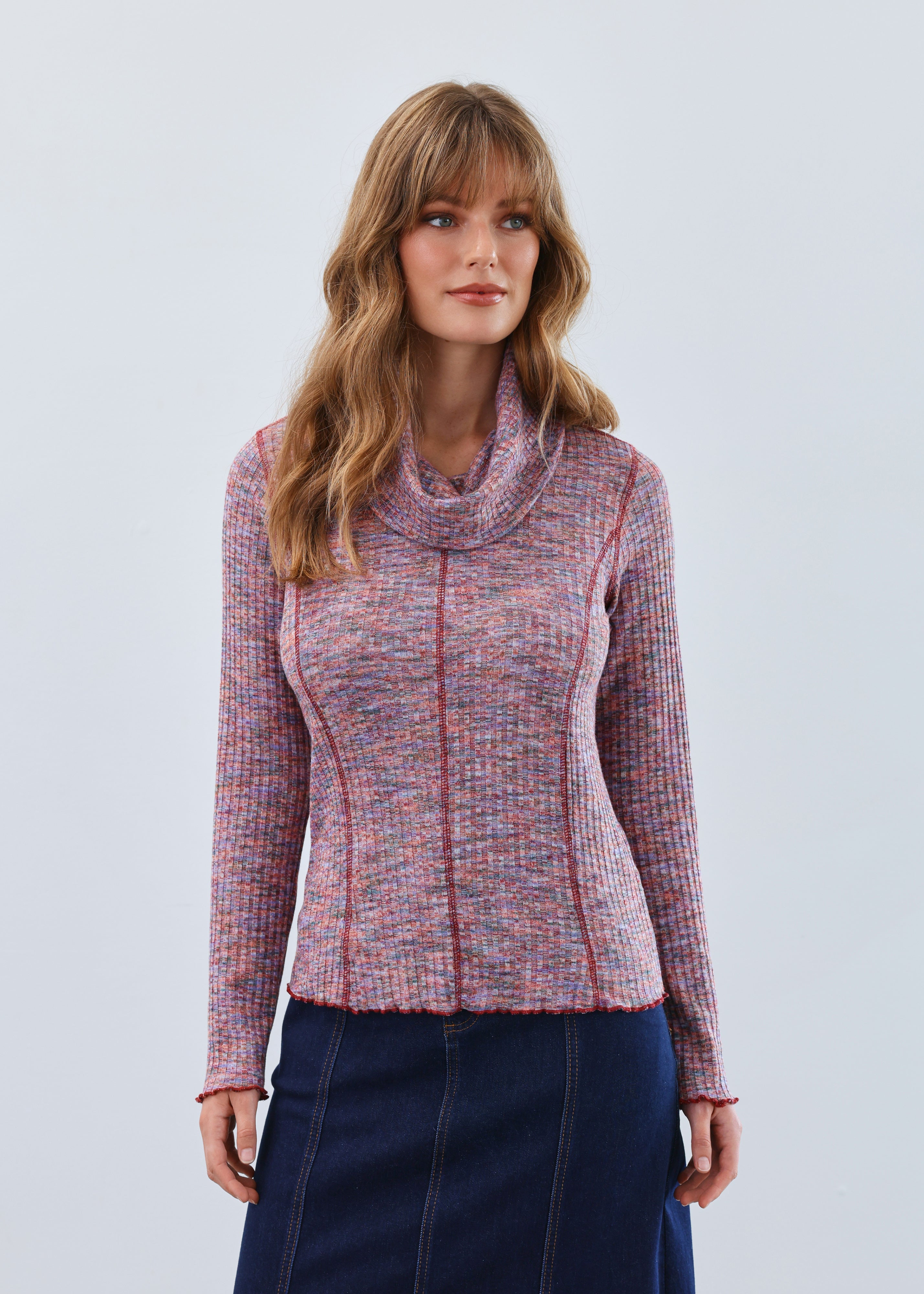 Long Sleeve Cowl Neck Top (3996553)